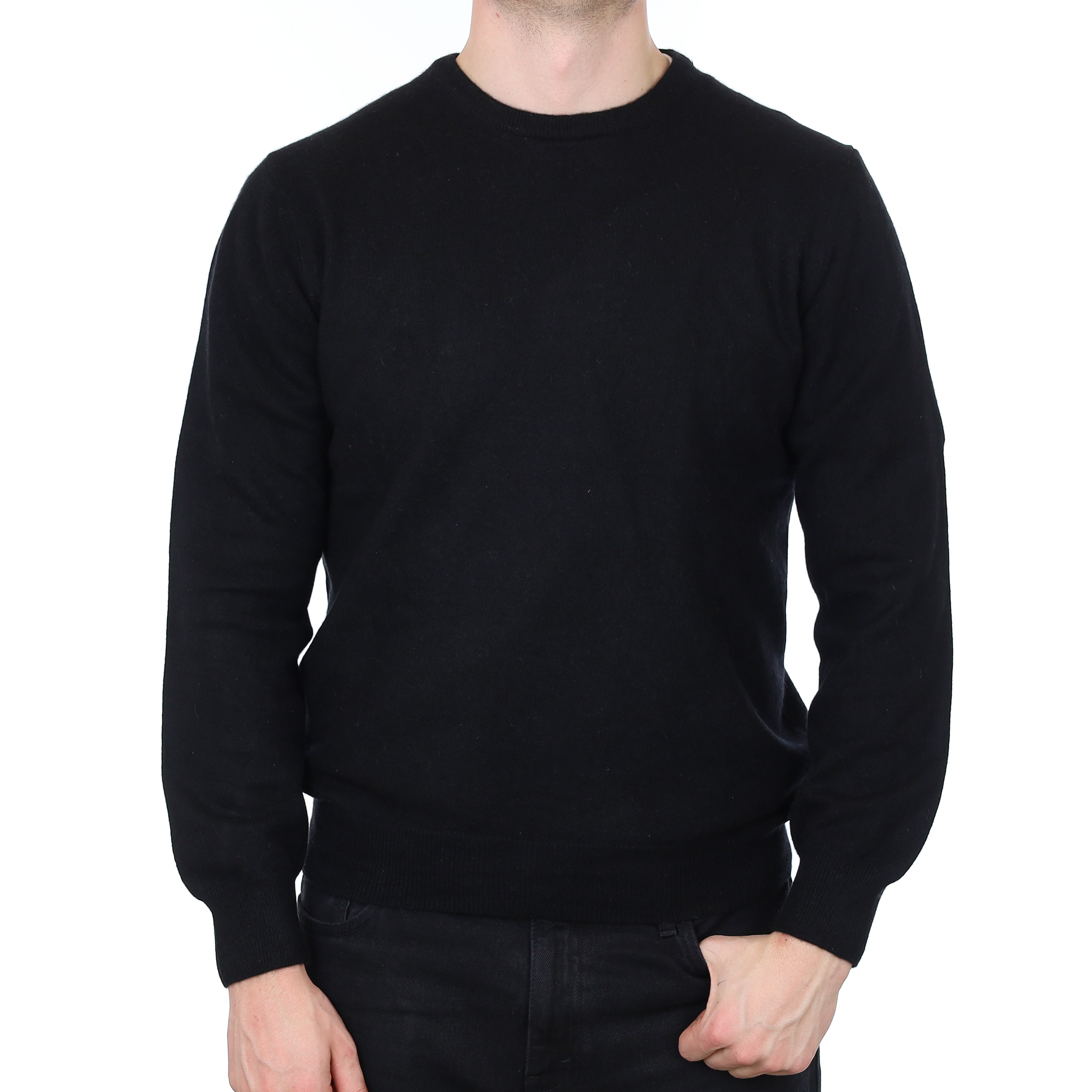 Men's Black Cashmere Crew Neck Jumper XL