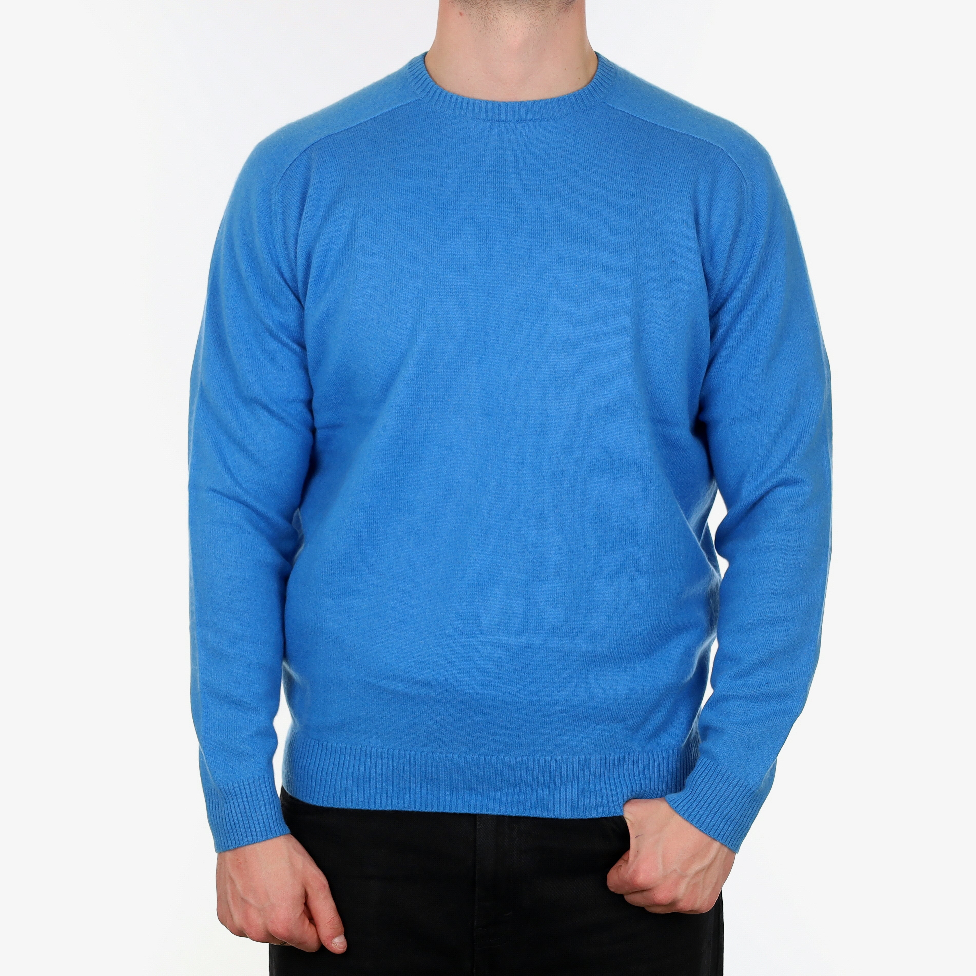 Men's Mediterranean Blue Cashmere Crew Neck Jumper XXL