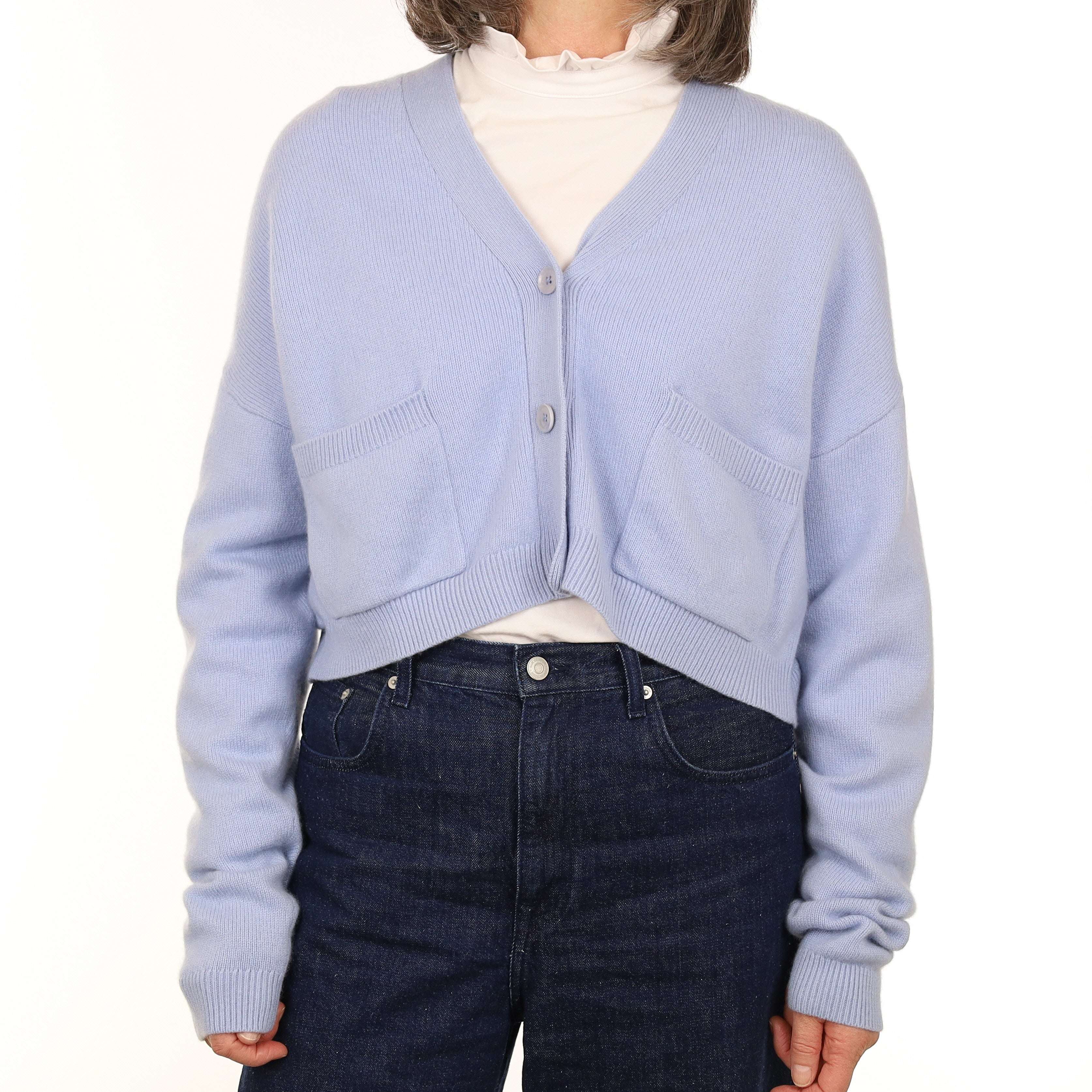 Scanlan Theodore Powder Blue Cashmere Cropped Cardigan Medium