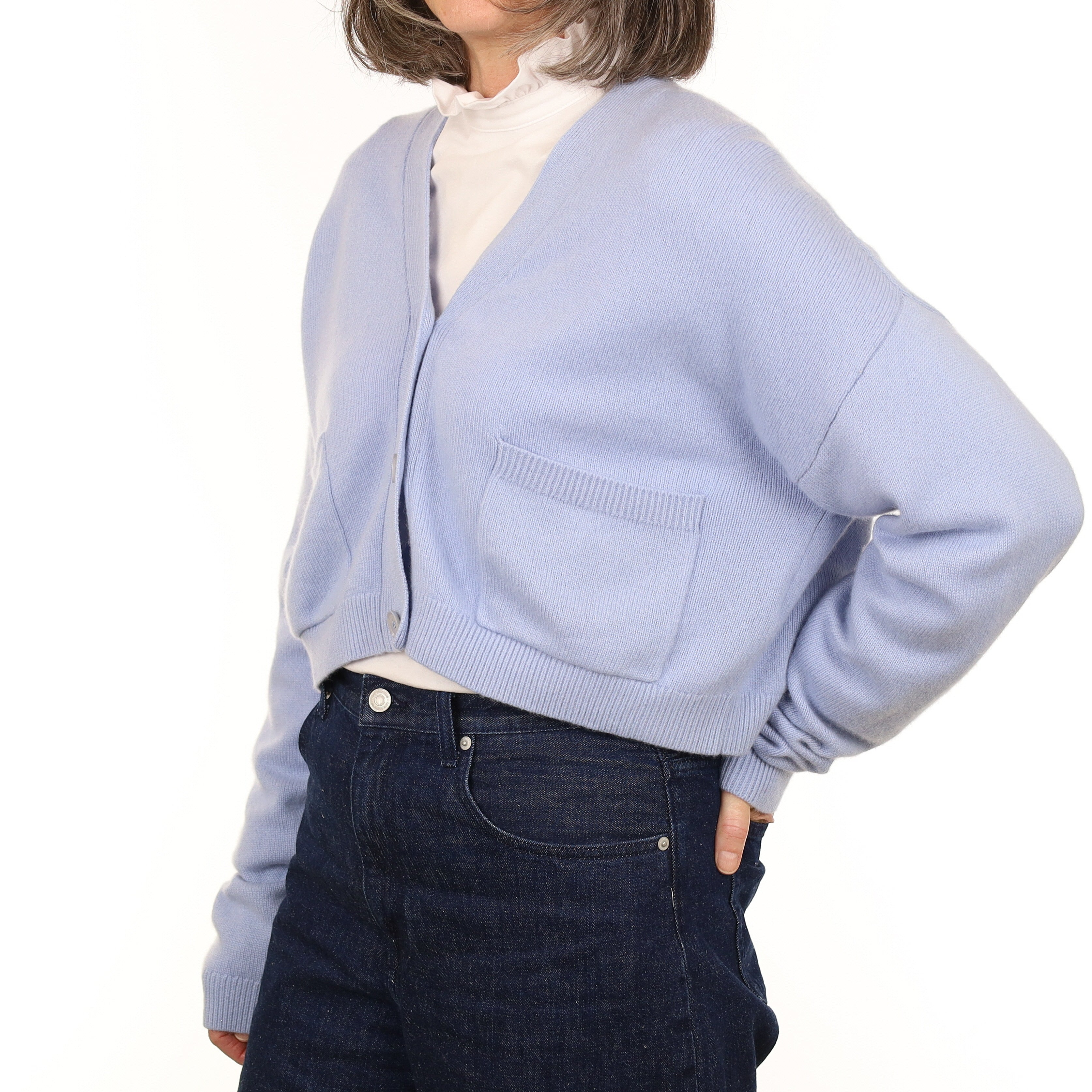 Scanlan Theodore Powder Blue Cashmere Cropped Cardigan Medium