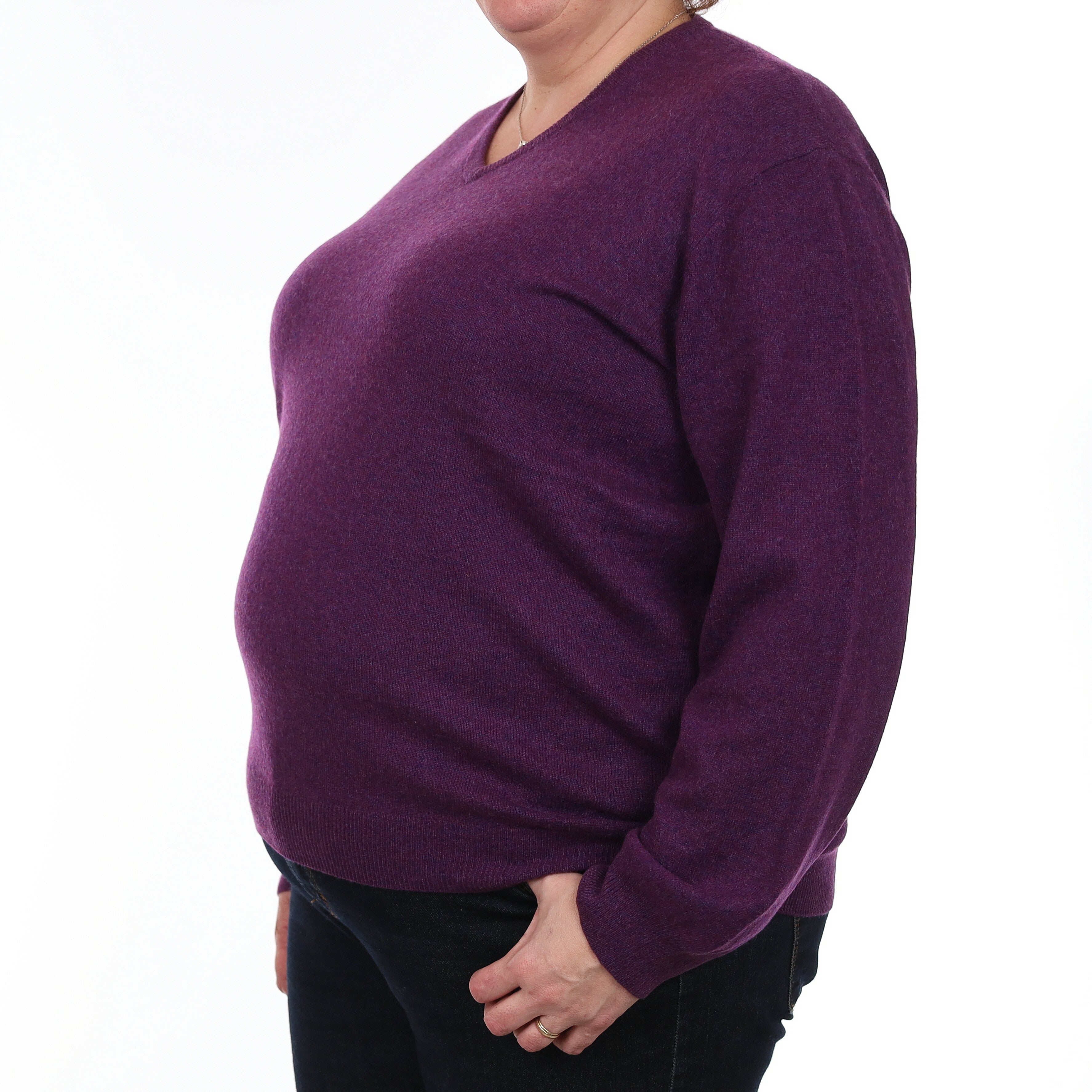 Fig Purple Cashmere V Neck Jumper XXXL