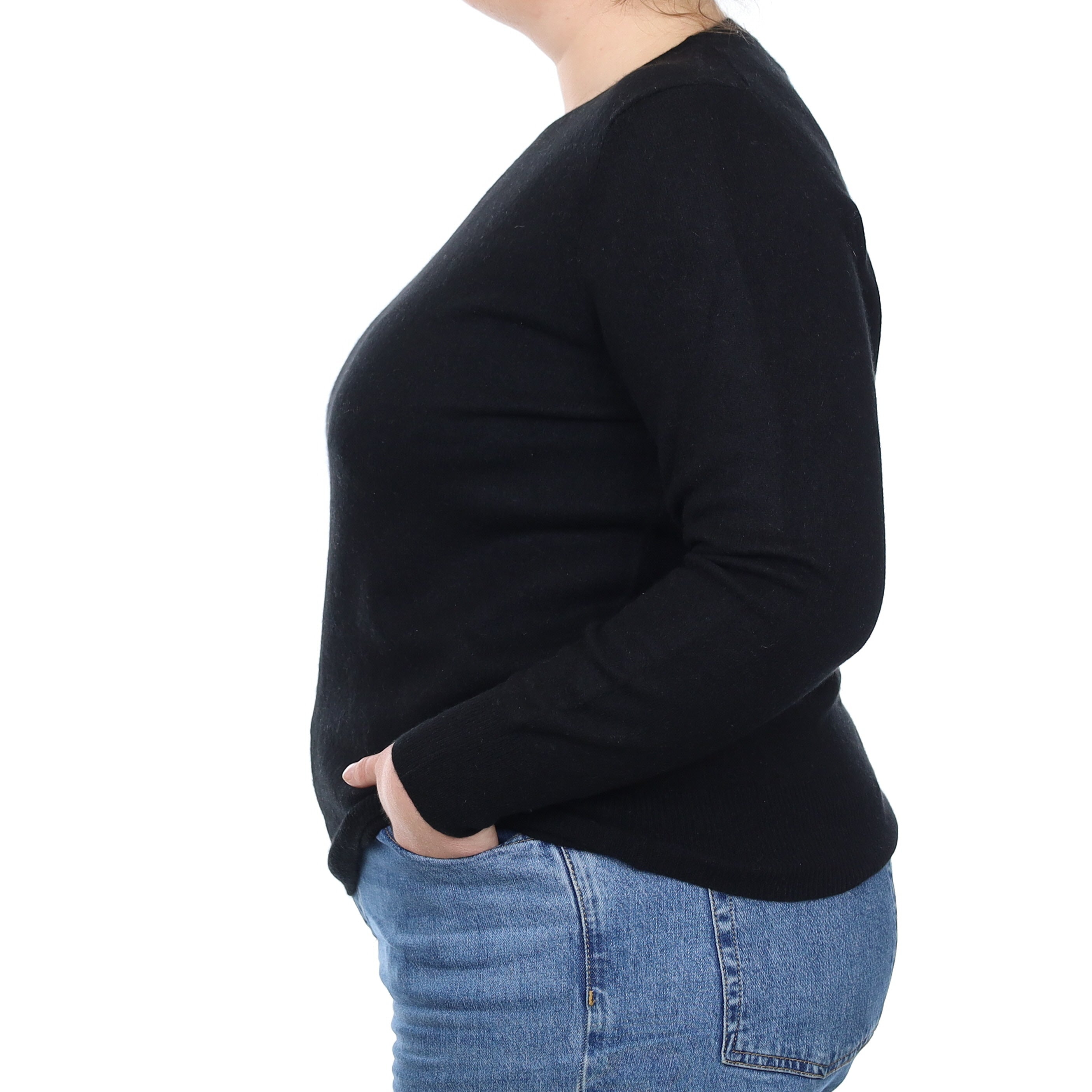 Black Cashmere Crew Neck Jumper Large