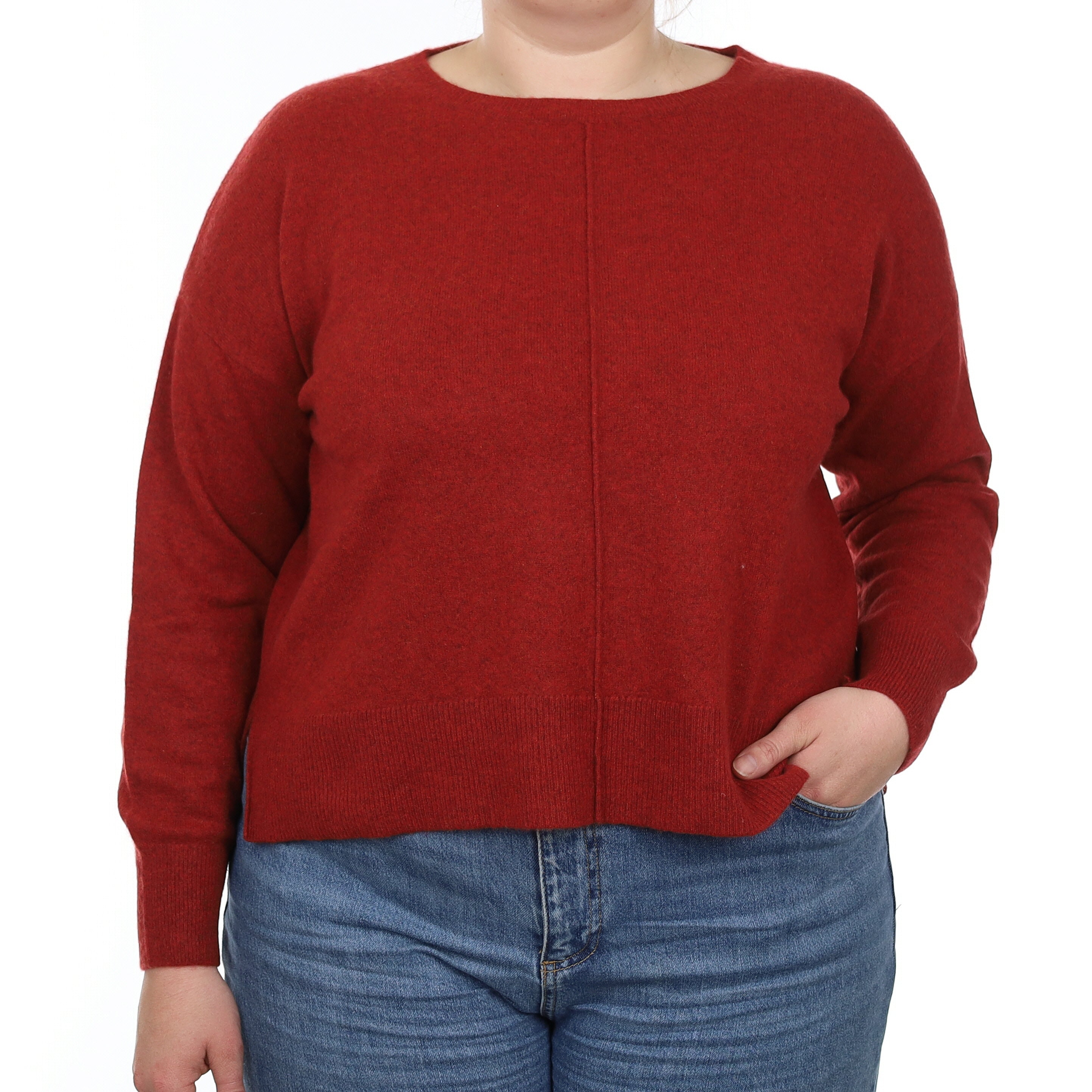Paprika Red Cashmere Boxy Crew Neck Jumper Large