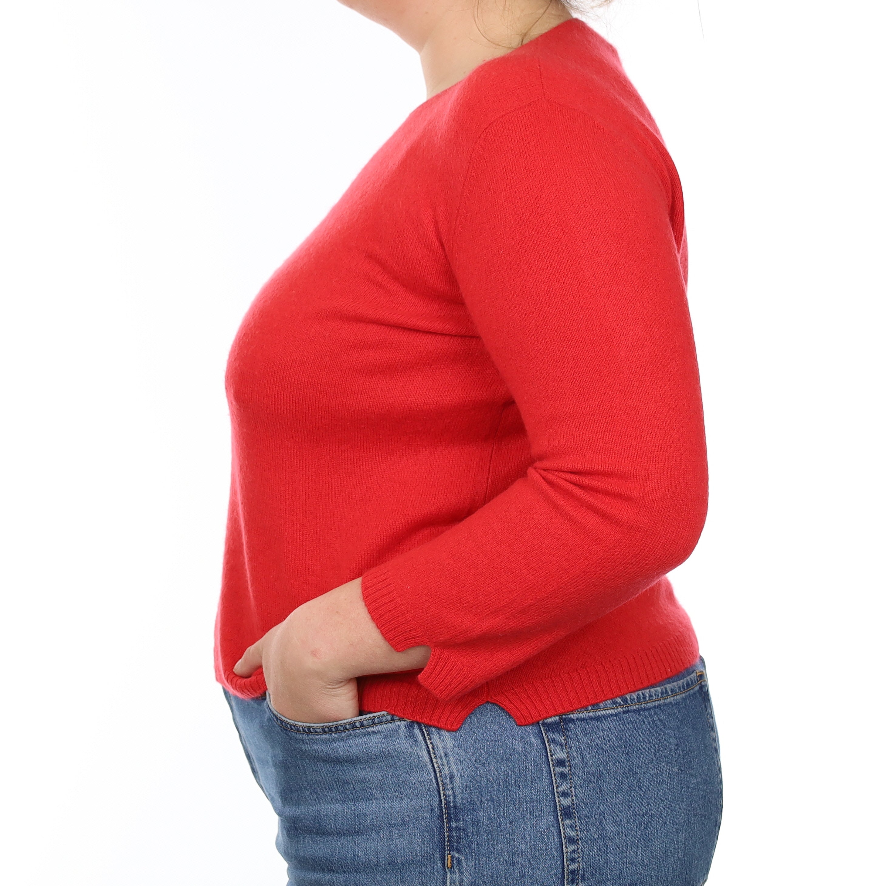 Scarlet Red Cashmere Crew Neck Jumper Large