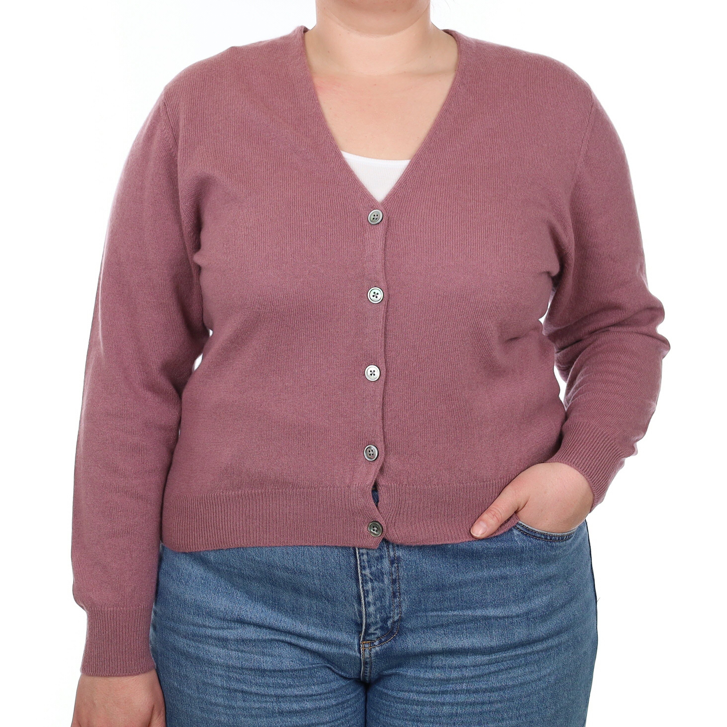 Antique Heather Cashmere V Neck Cardigan Large