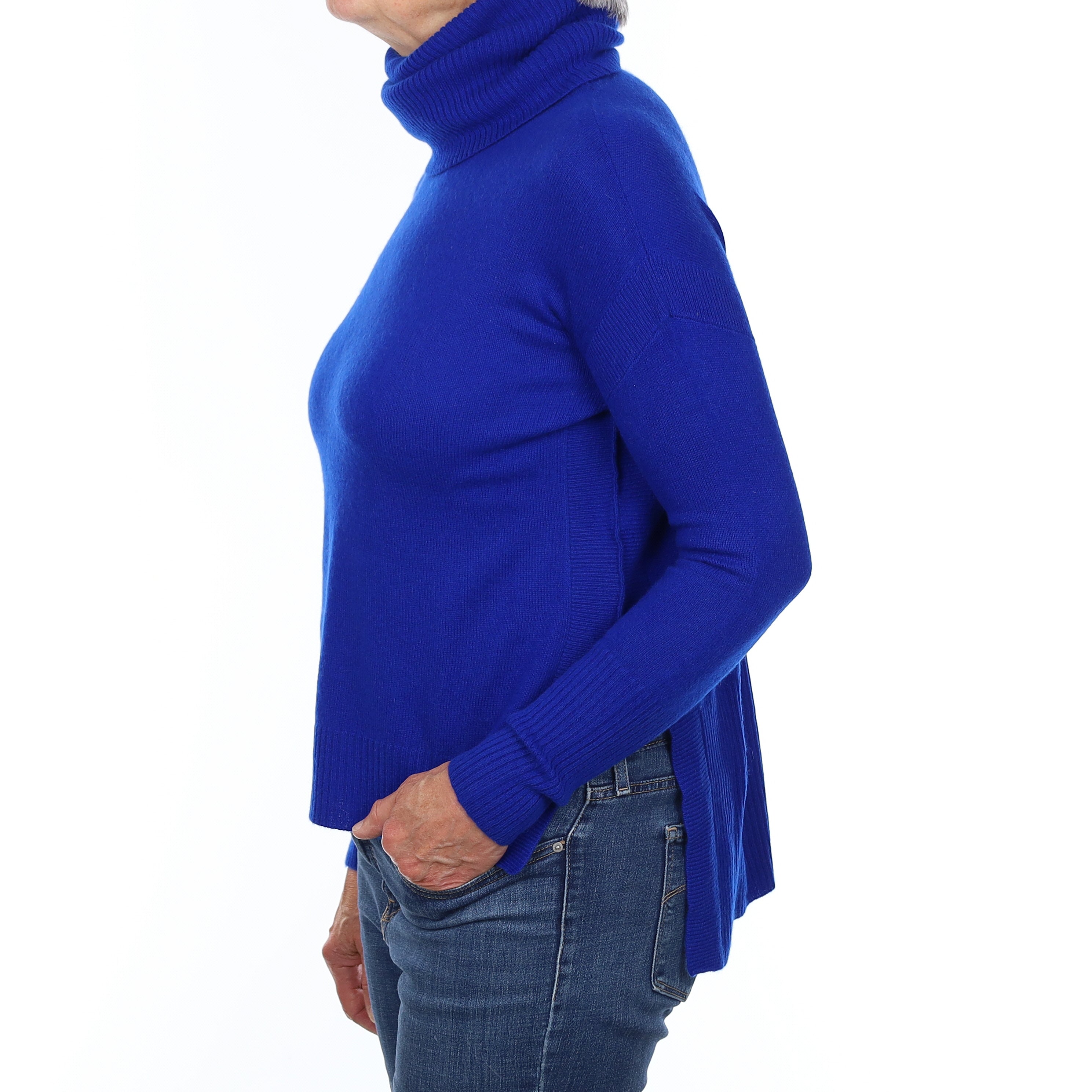 Diane von Furstenberg Electric Blue Cashmere Polo Neck Jumper Medium