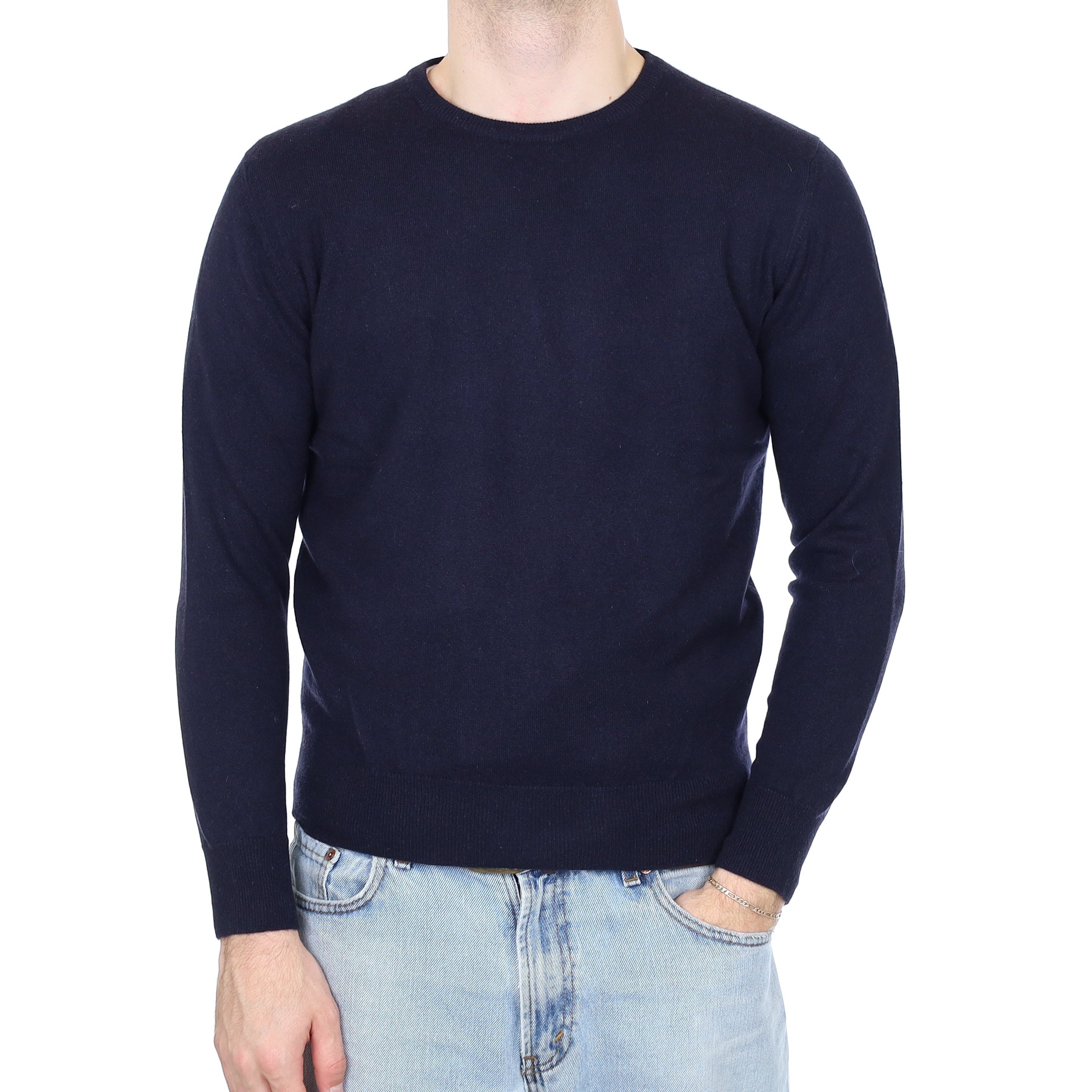 Men's Scottish Navy Cashmere Crew Neck Jumper Medium