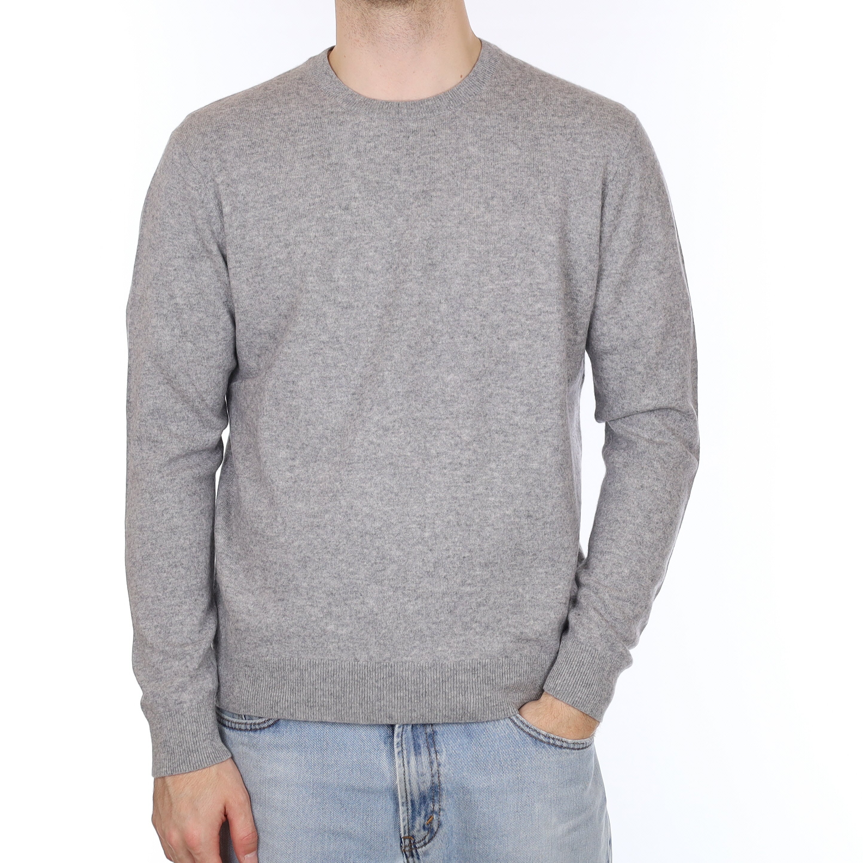 Men's Smoke Grey Cashmere Crew Neck Jumper Large