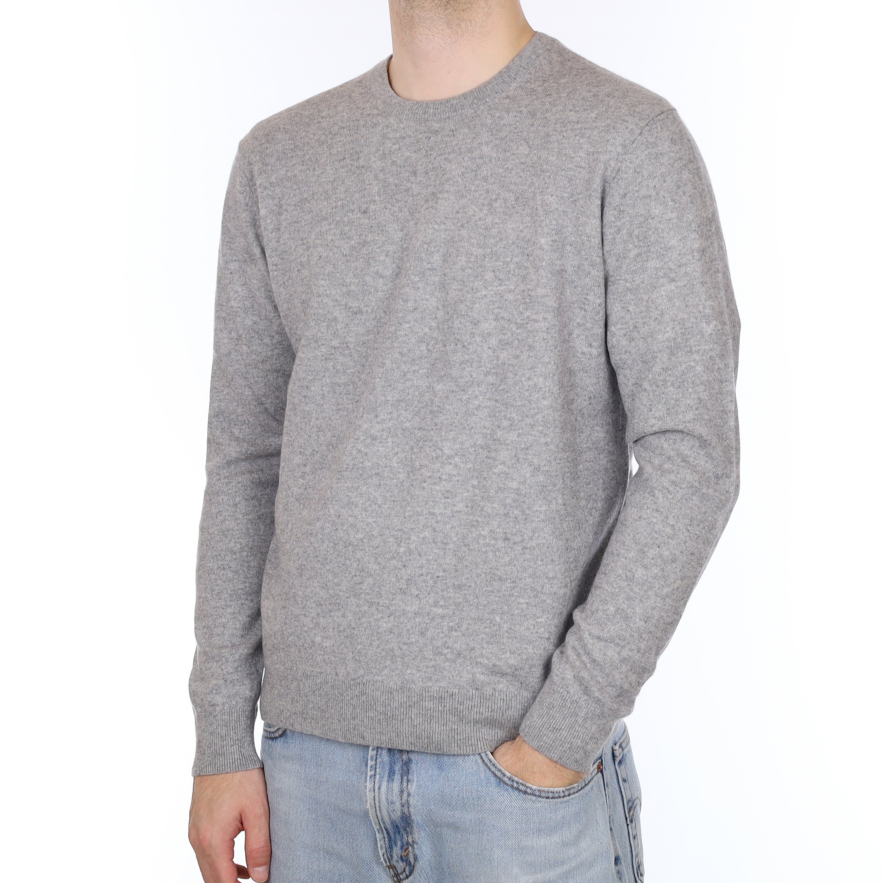 Men's Smoke Grey Cashmere Crew Neck Jumper Large