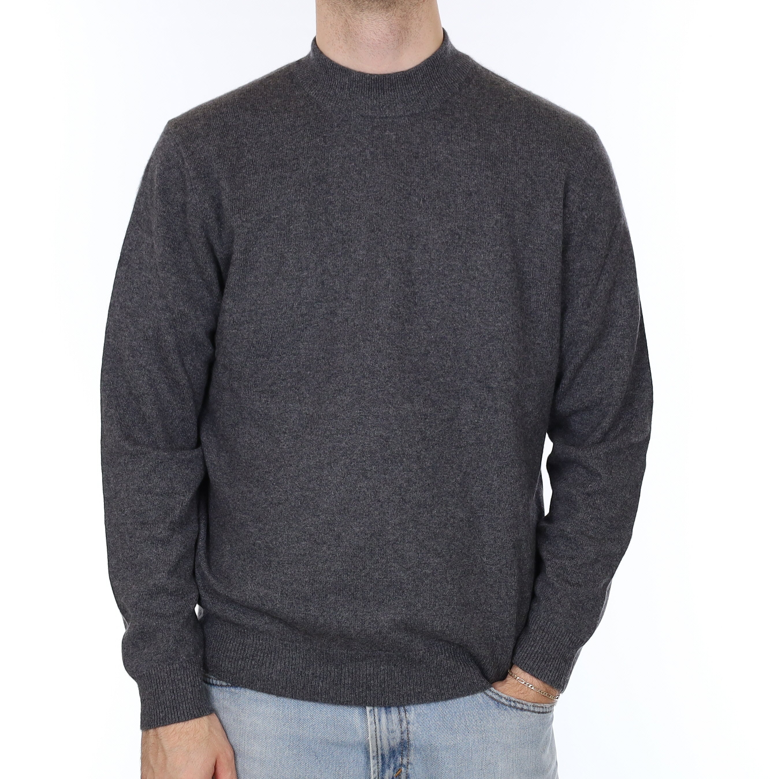 Men's Slate Grey Cashmere Turtle Neck Jumper Large