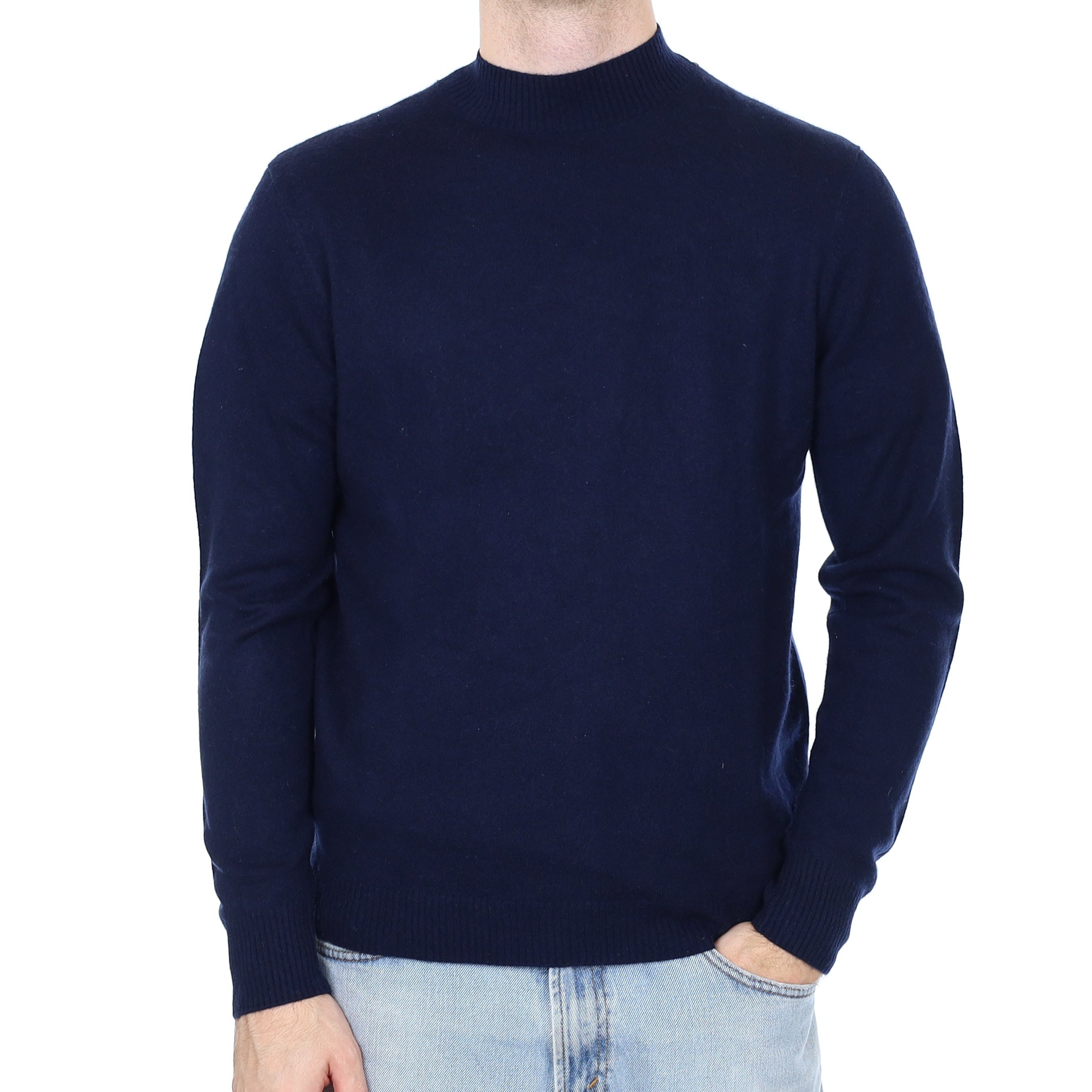 Men's Navy Cashmere Turtle Neck Jumper Large