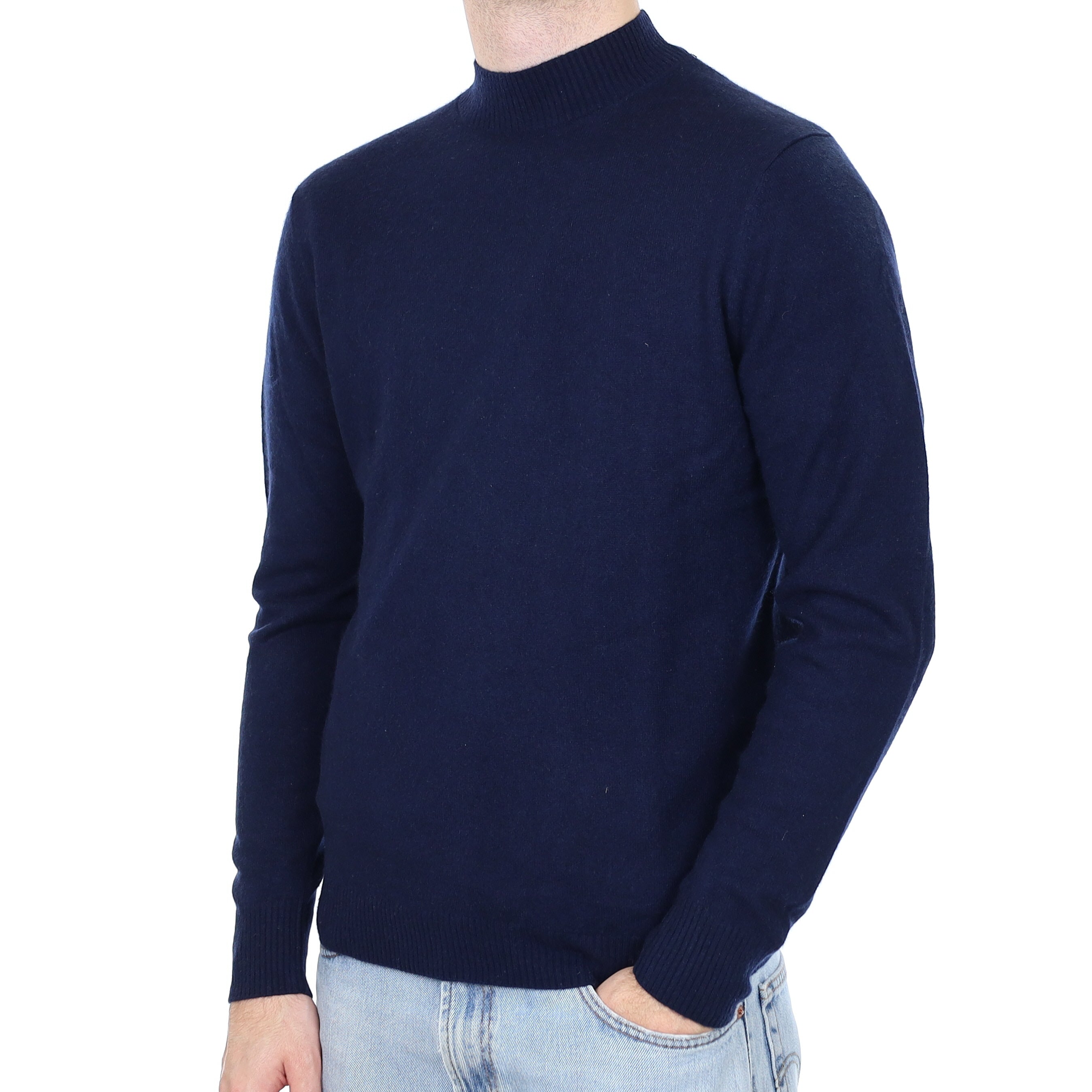 Men's Navy Cashmere Turtle Neck Jumper Large