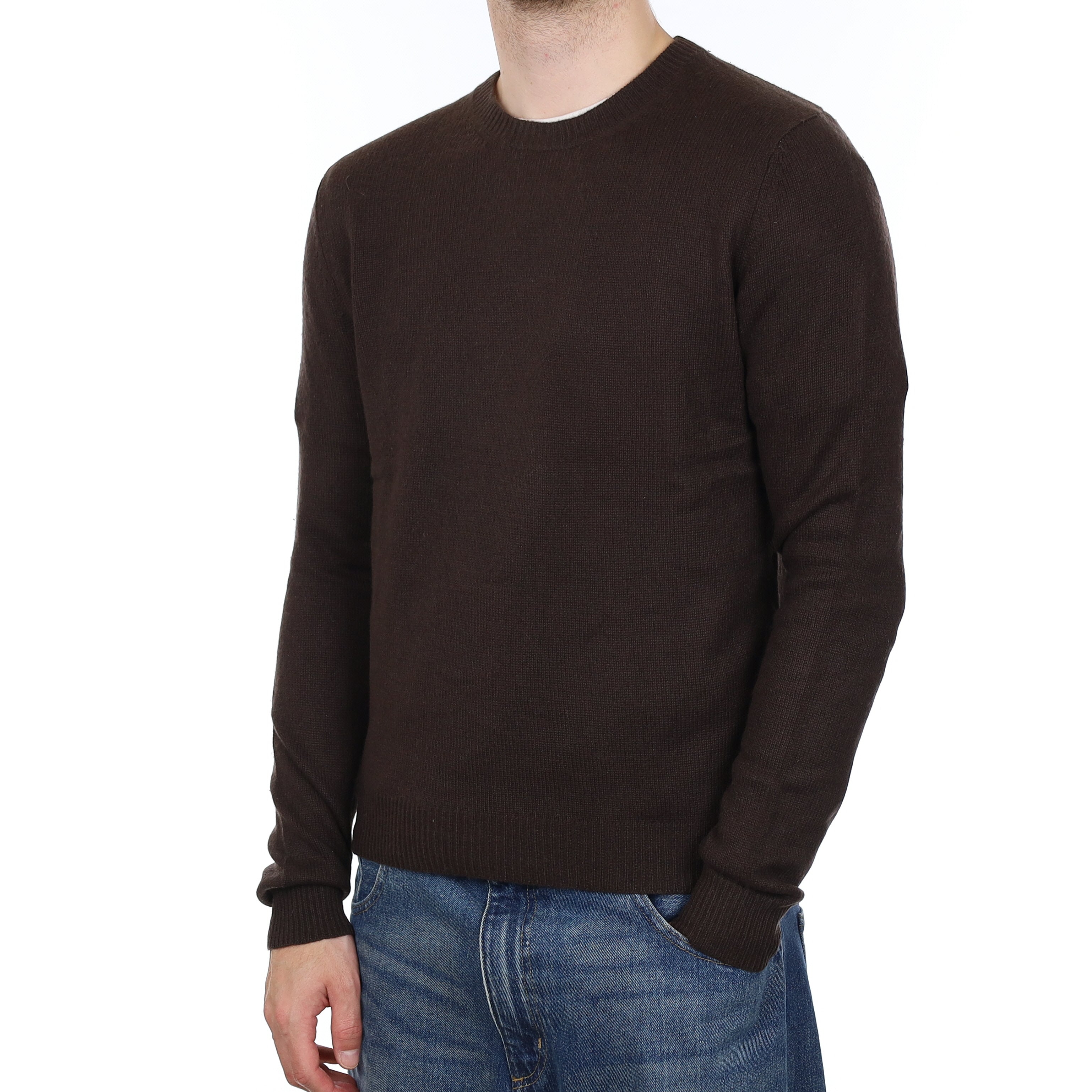 Men's Dark Chocolate Cashmere Crew Neck Jumper Medium