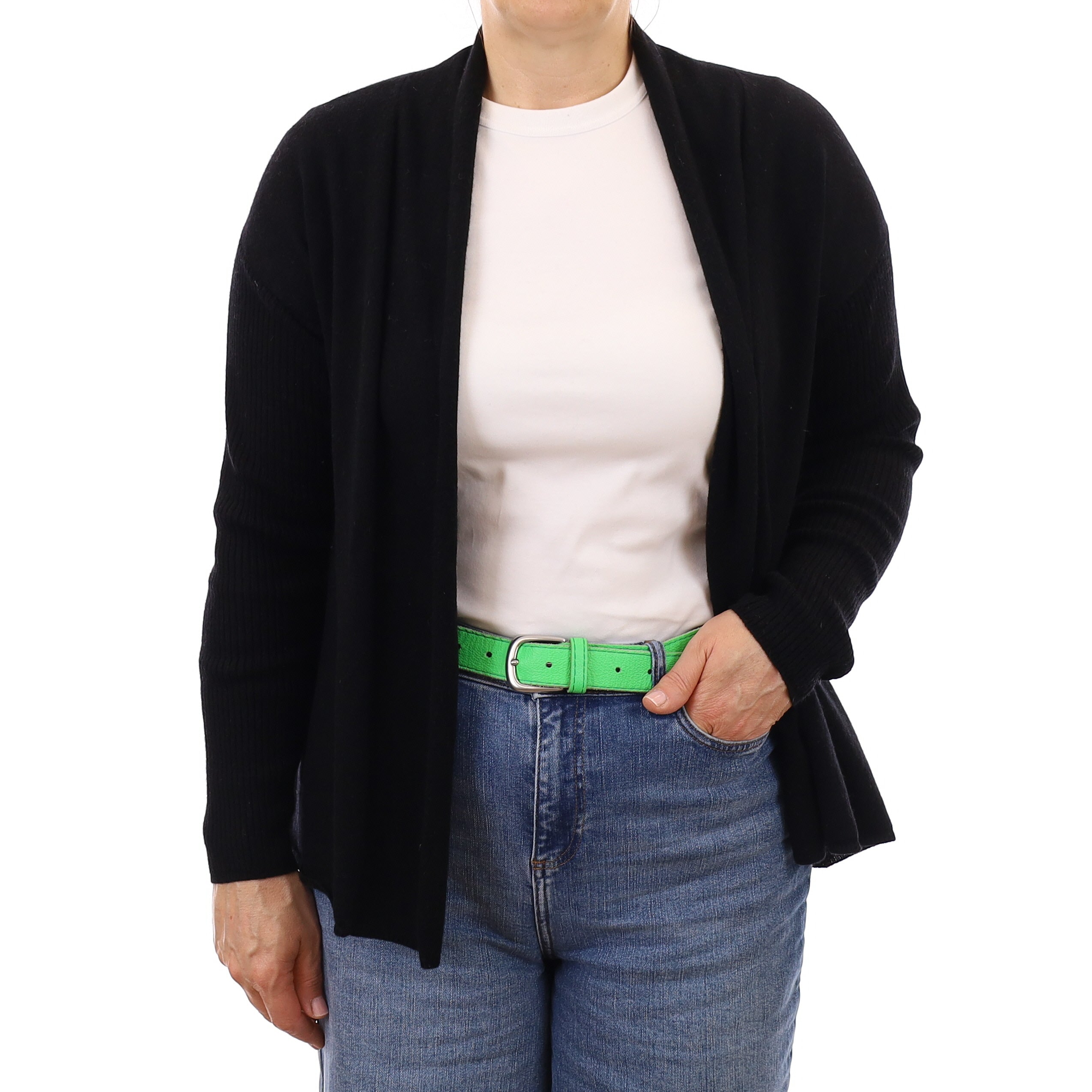 Black Cashmere Edge to Edge Cardigan Medium