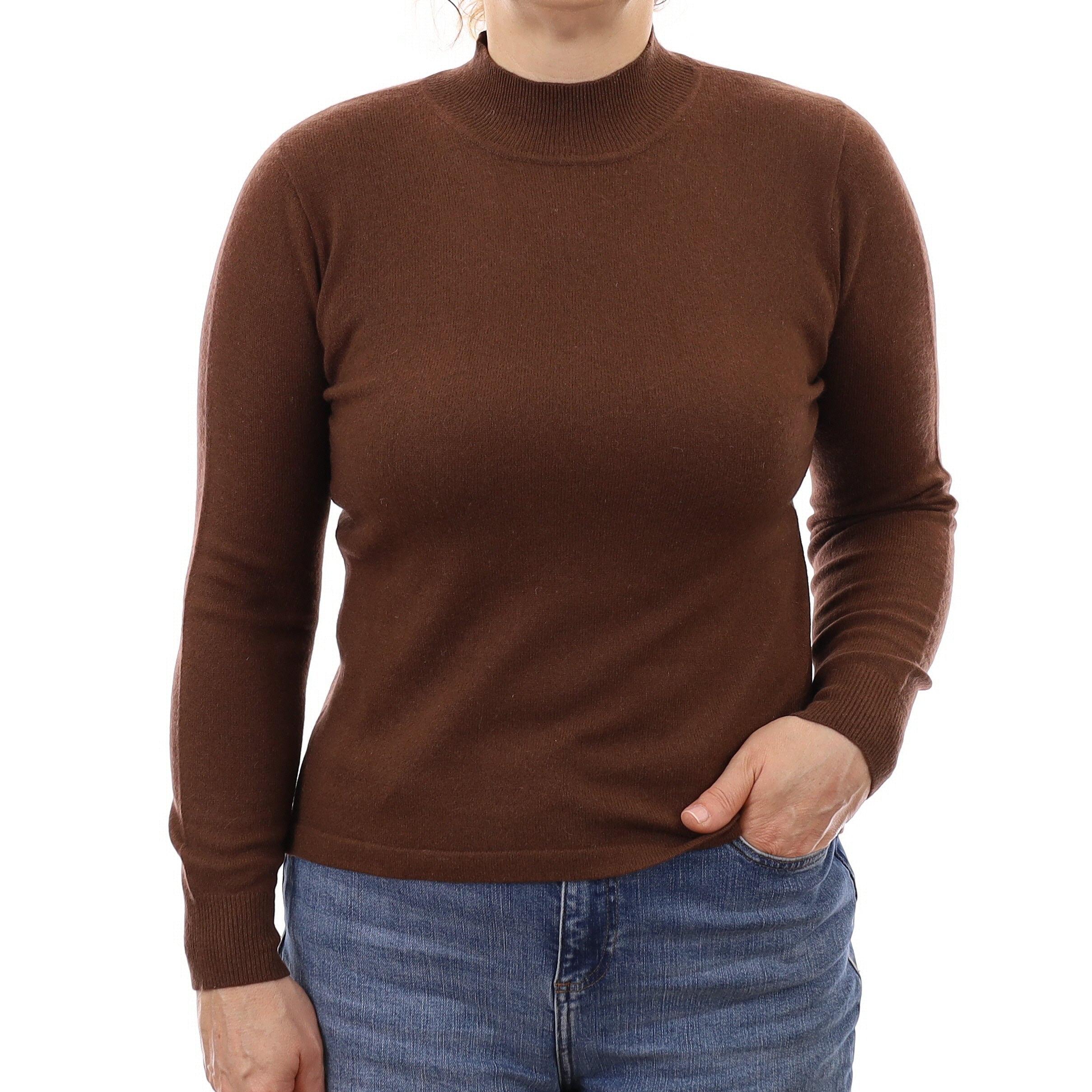 Chocolate Brown Cashmere Turtleneck Jumper Medium