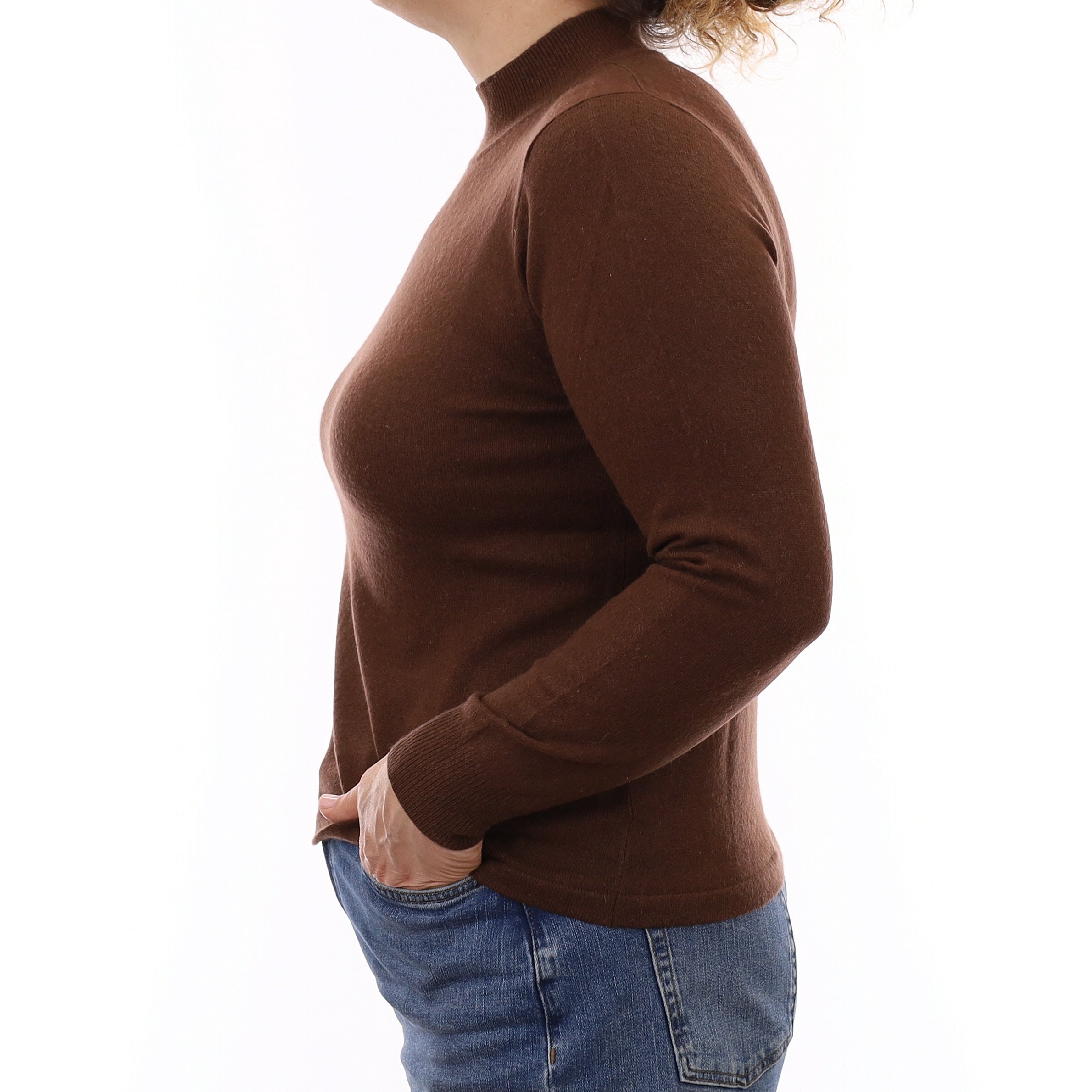 Chocolate Brown Cashmere Turtleneck Jumper Medium