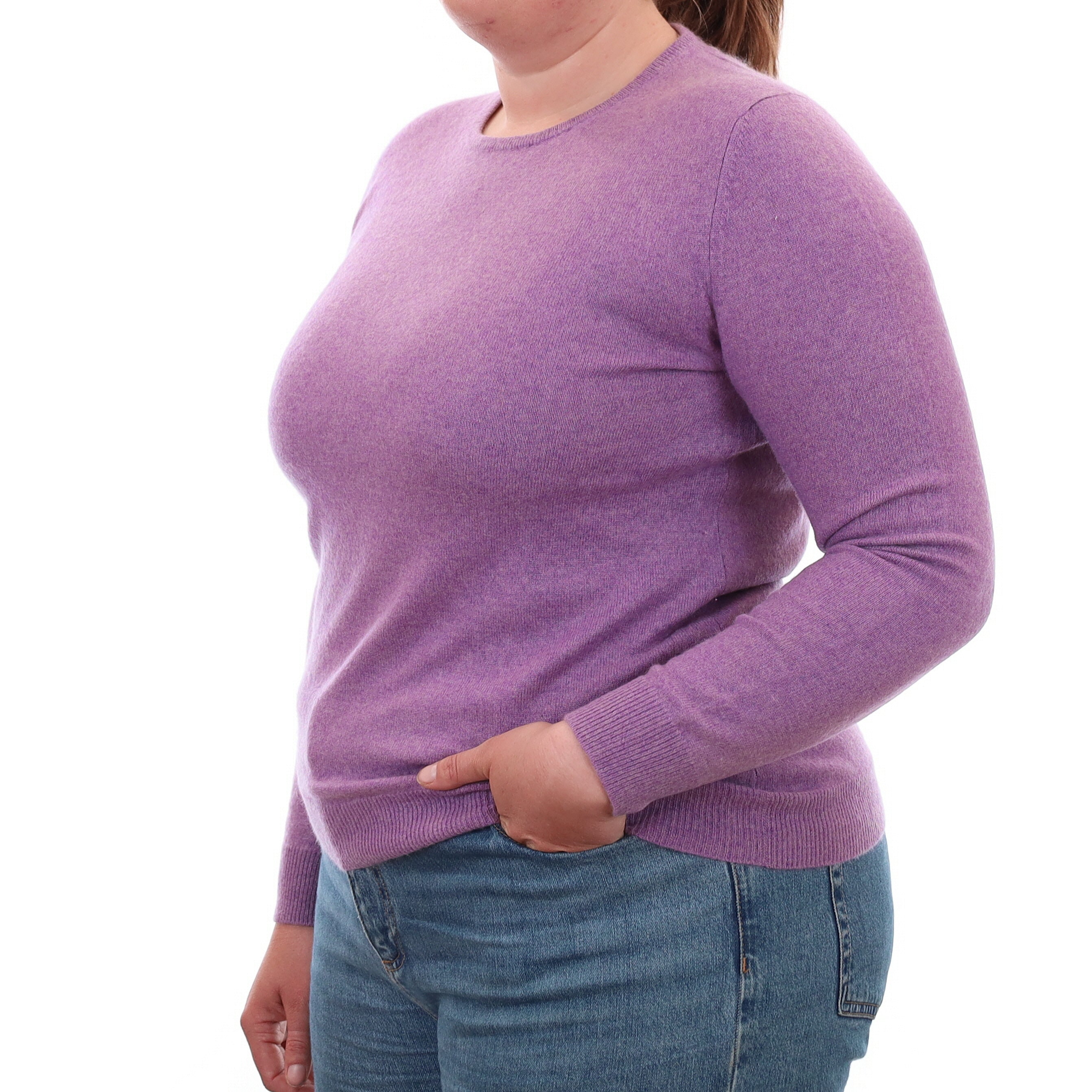 Wisteria Purple Cashmere Crew Neck Jumper Large