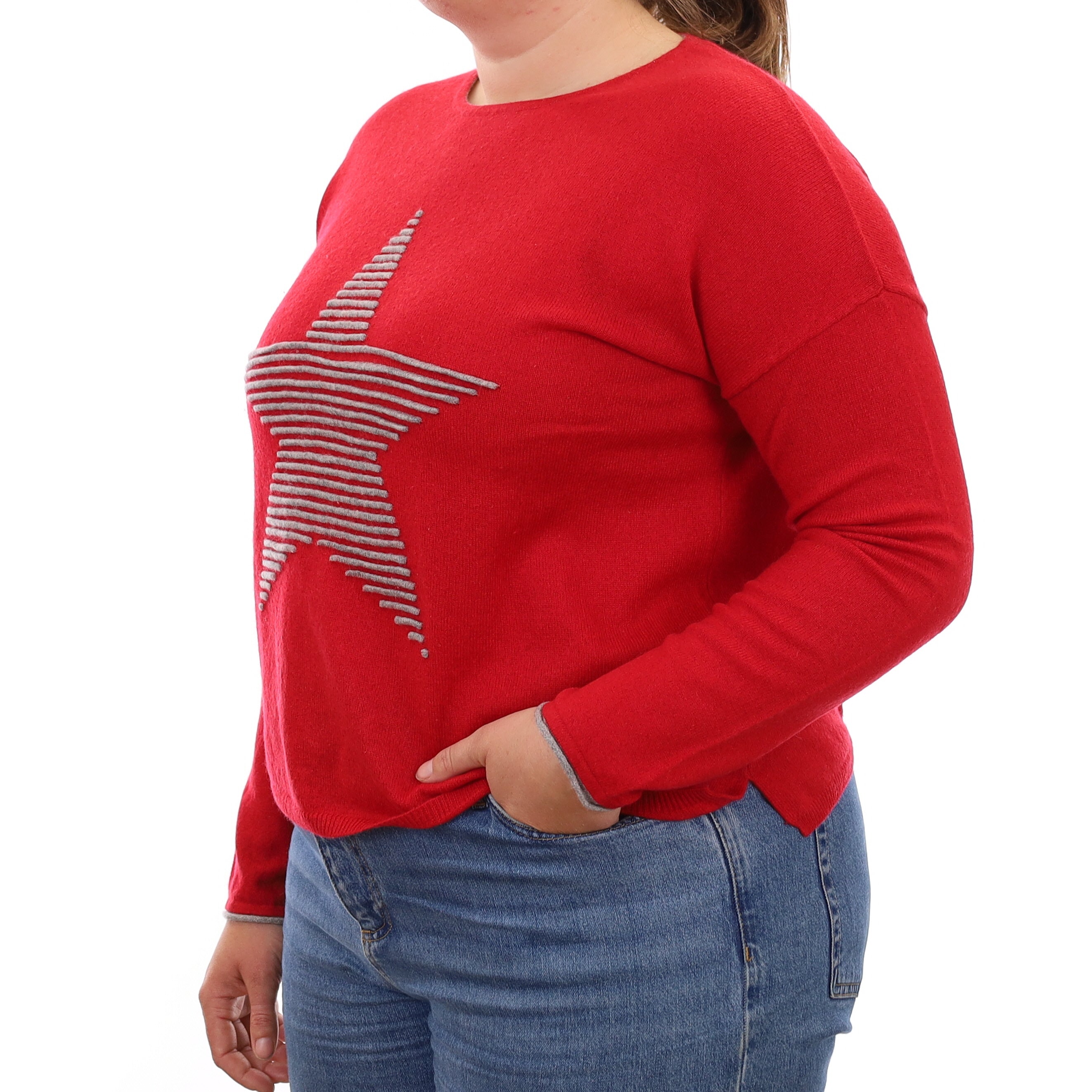 Red Star Design Cashmere Crew Neck Jumper Large