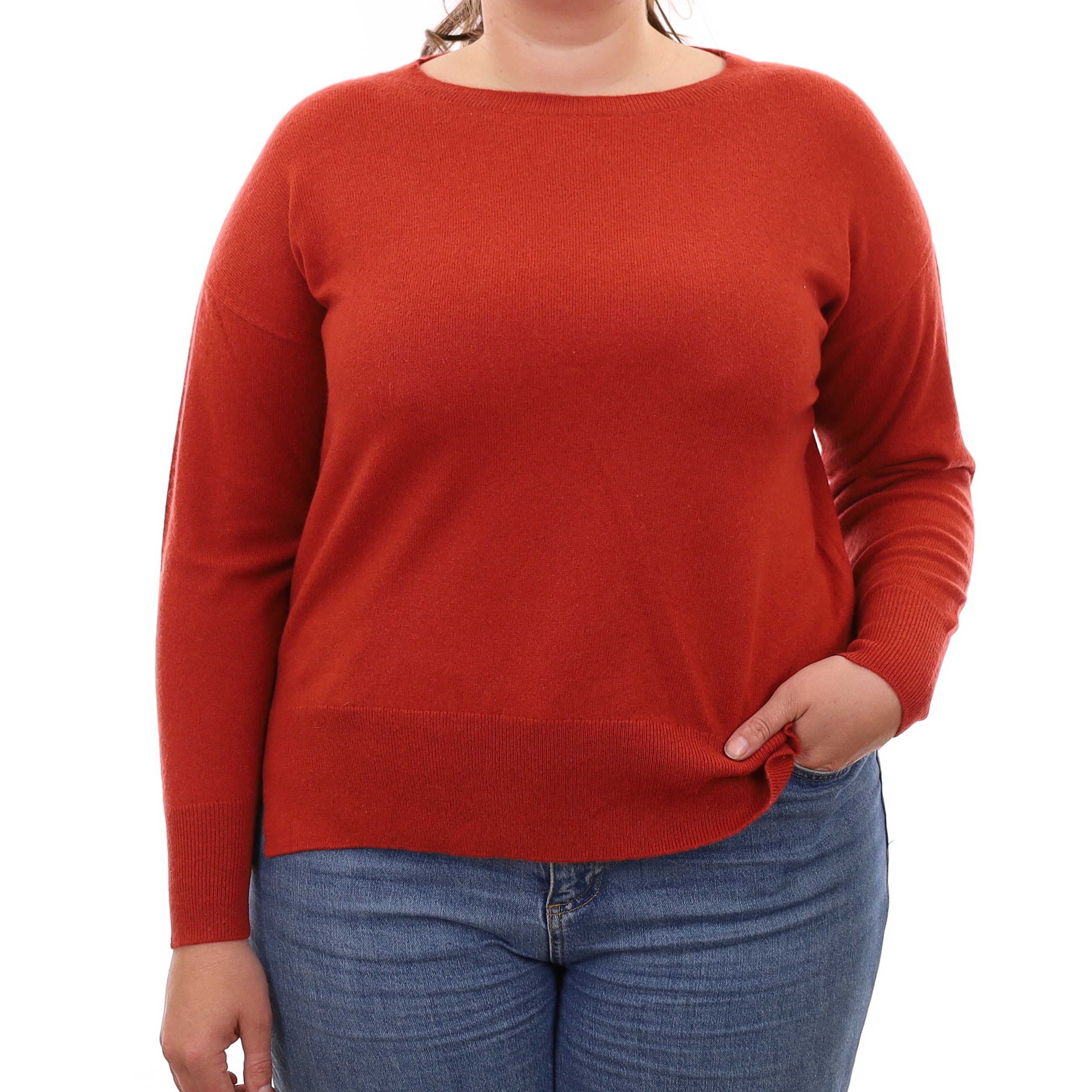 Rust Orange Cashmere Crew Neck Jumper Large