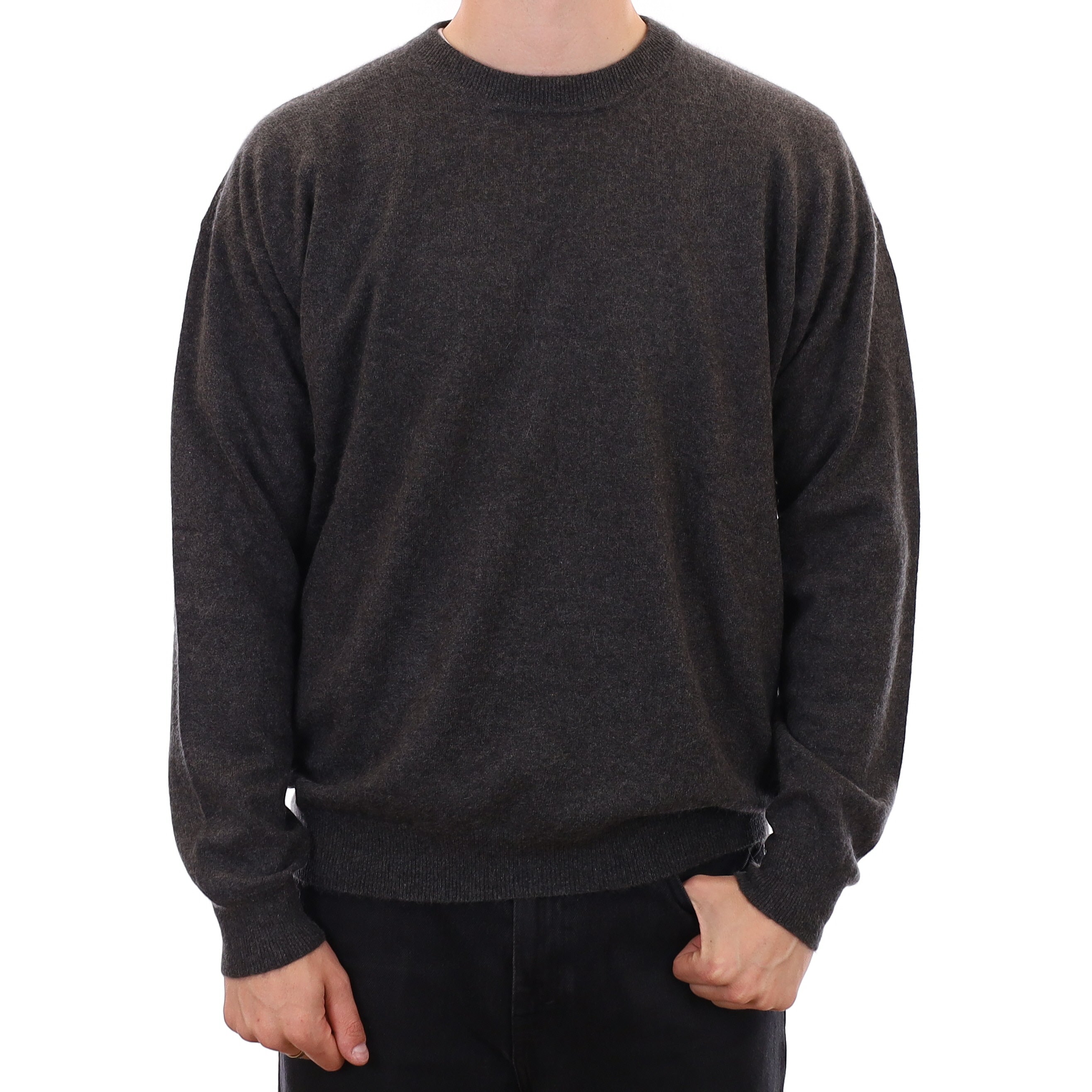 Men's Charcoal Grey Cashmere Crew Neck Jumper XXL