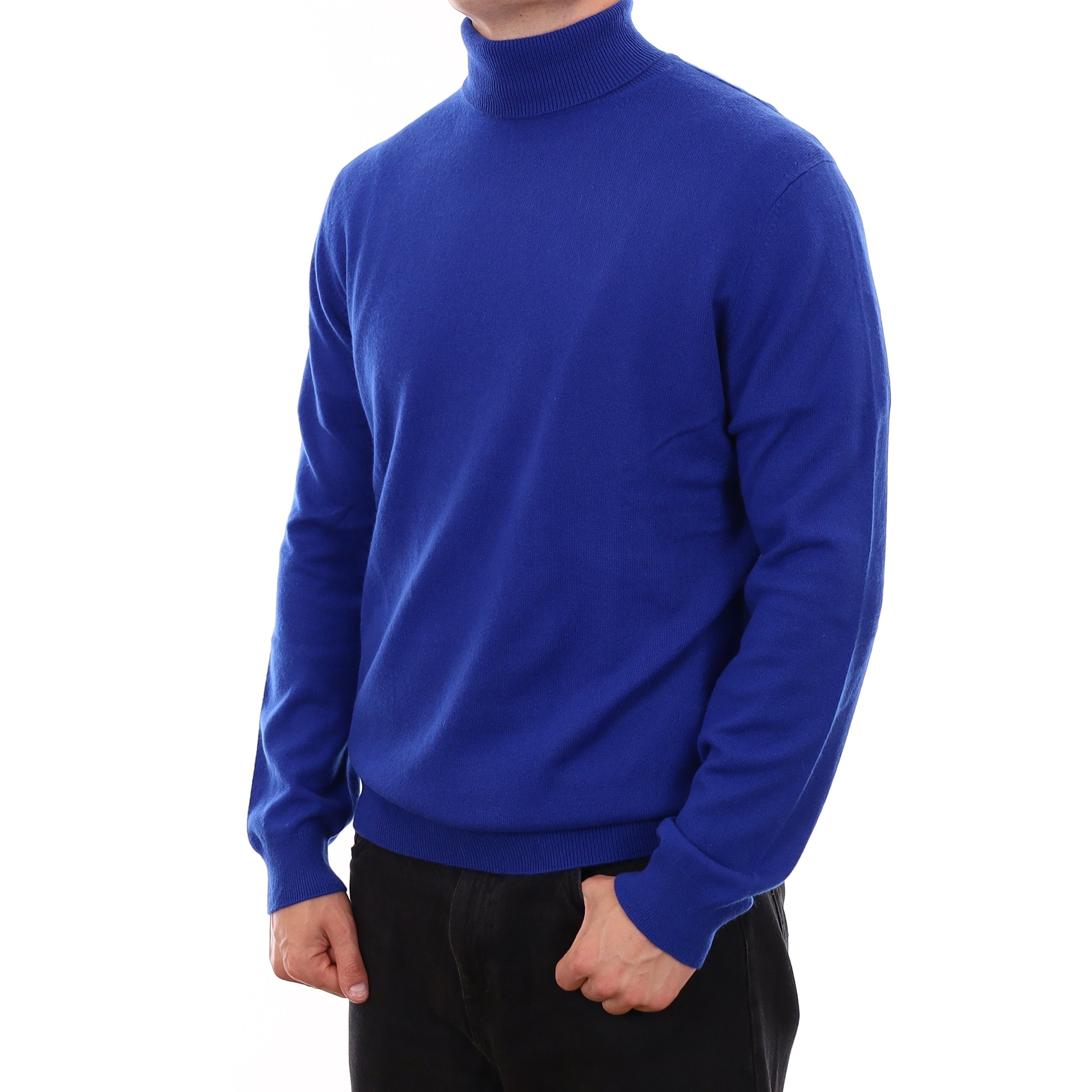 Men's Royal Blue Cashmere Polo Neck Jumper XXL