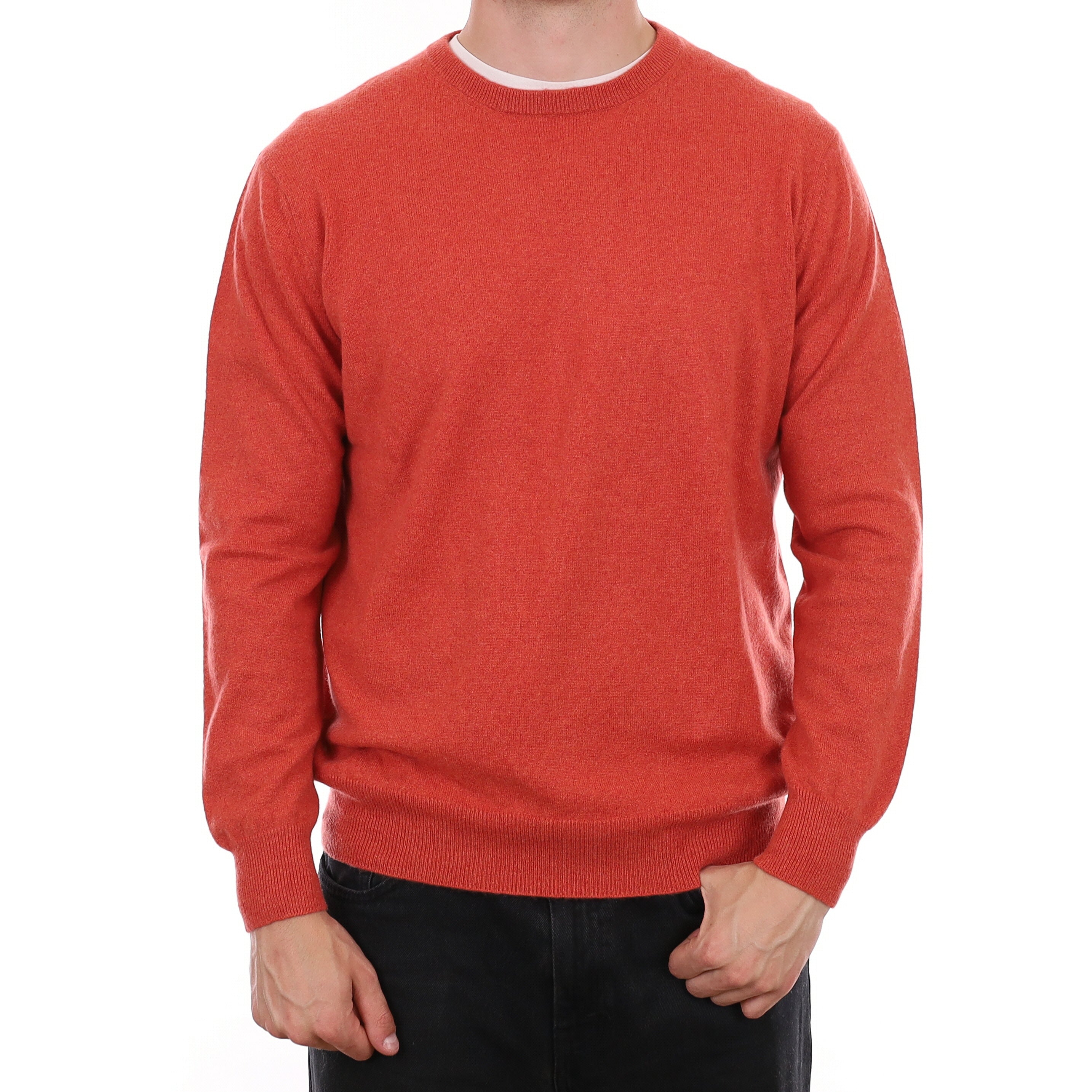 Men's Watermelon Orange Cashmere Crew Neck Jumper XL