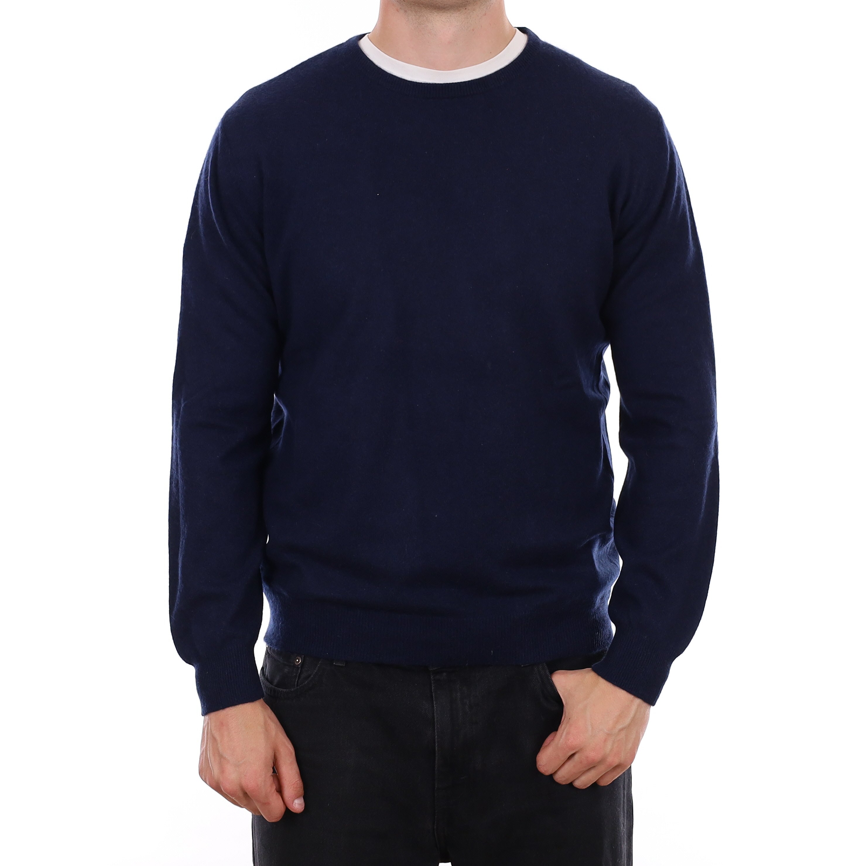 Men's Navy Blue Cashmere Crew Neck Jumper XL