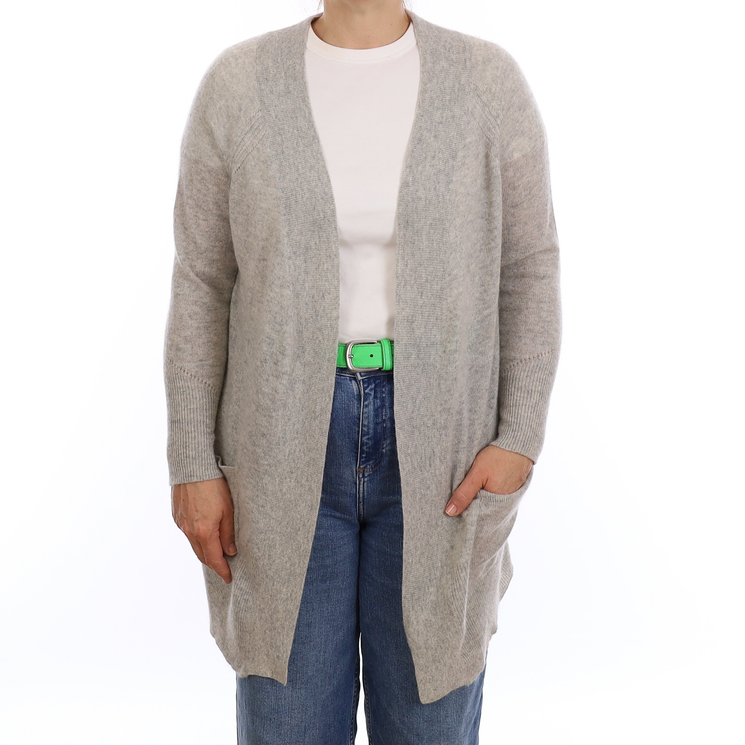 Smoke Grey Cashmere Edge to Edge Cardigan Medium