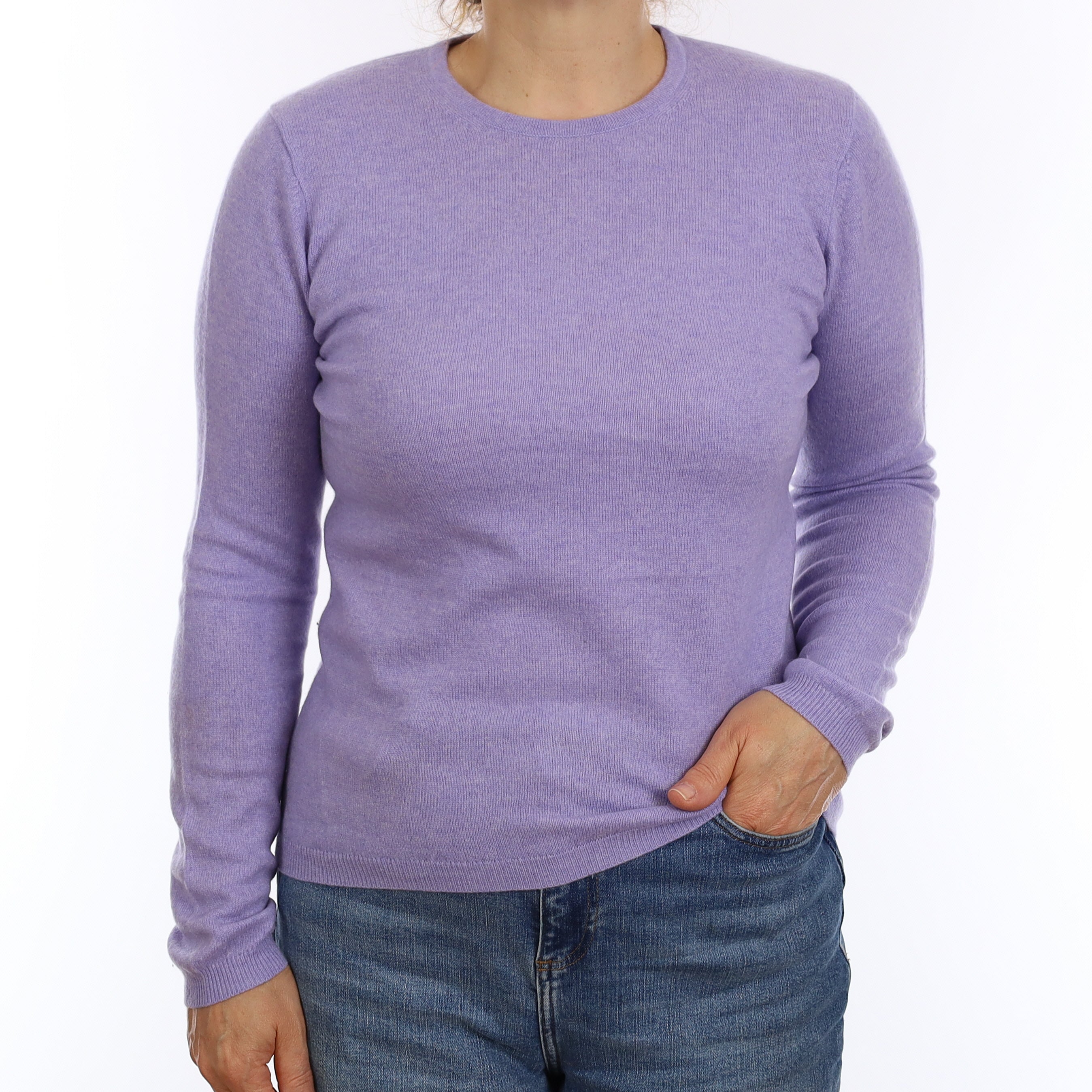 Lavender Cashmere Crew Neck Jumper Medium