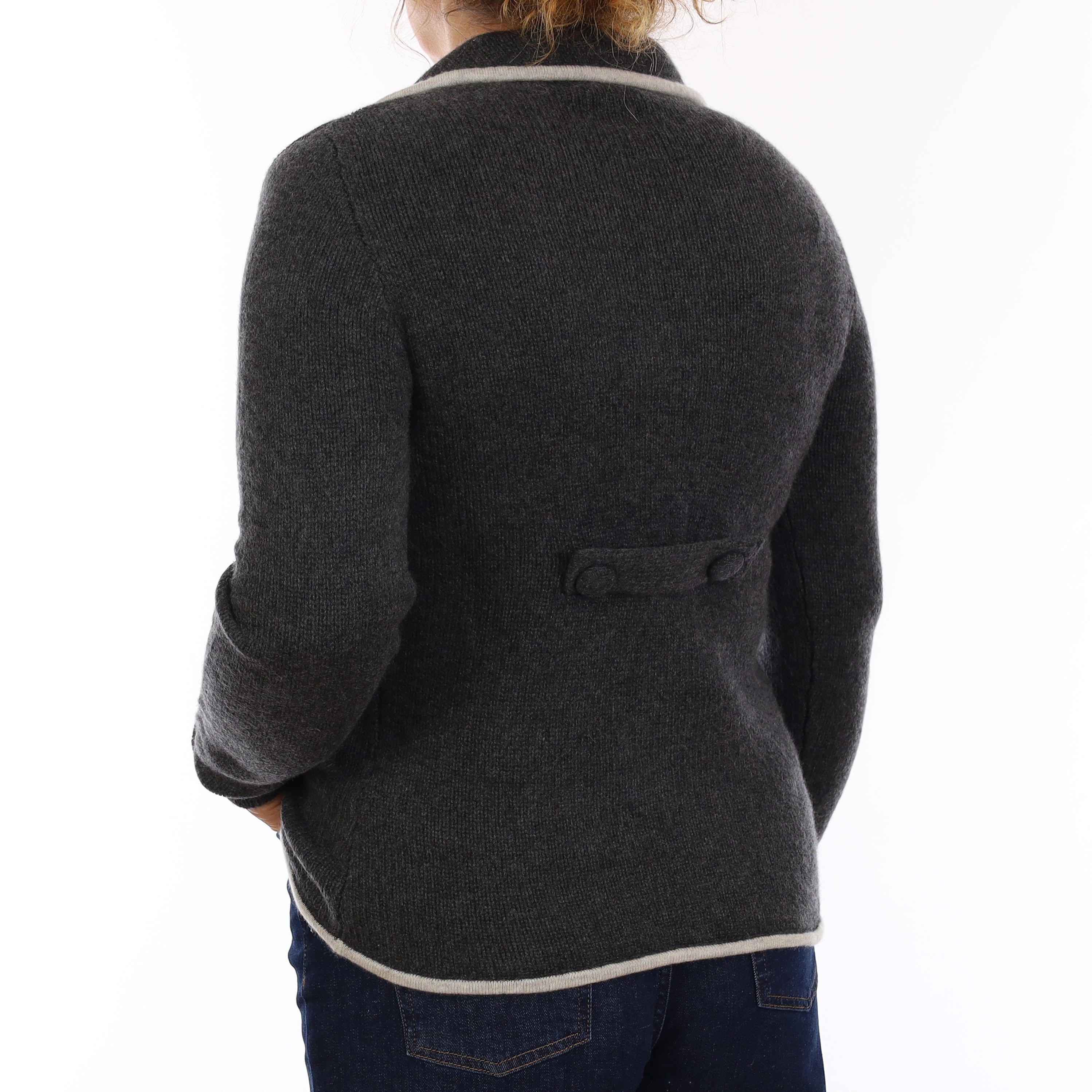 Slate Grey Chunky Knit Cashmere Jacket Medium