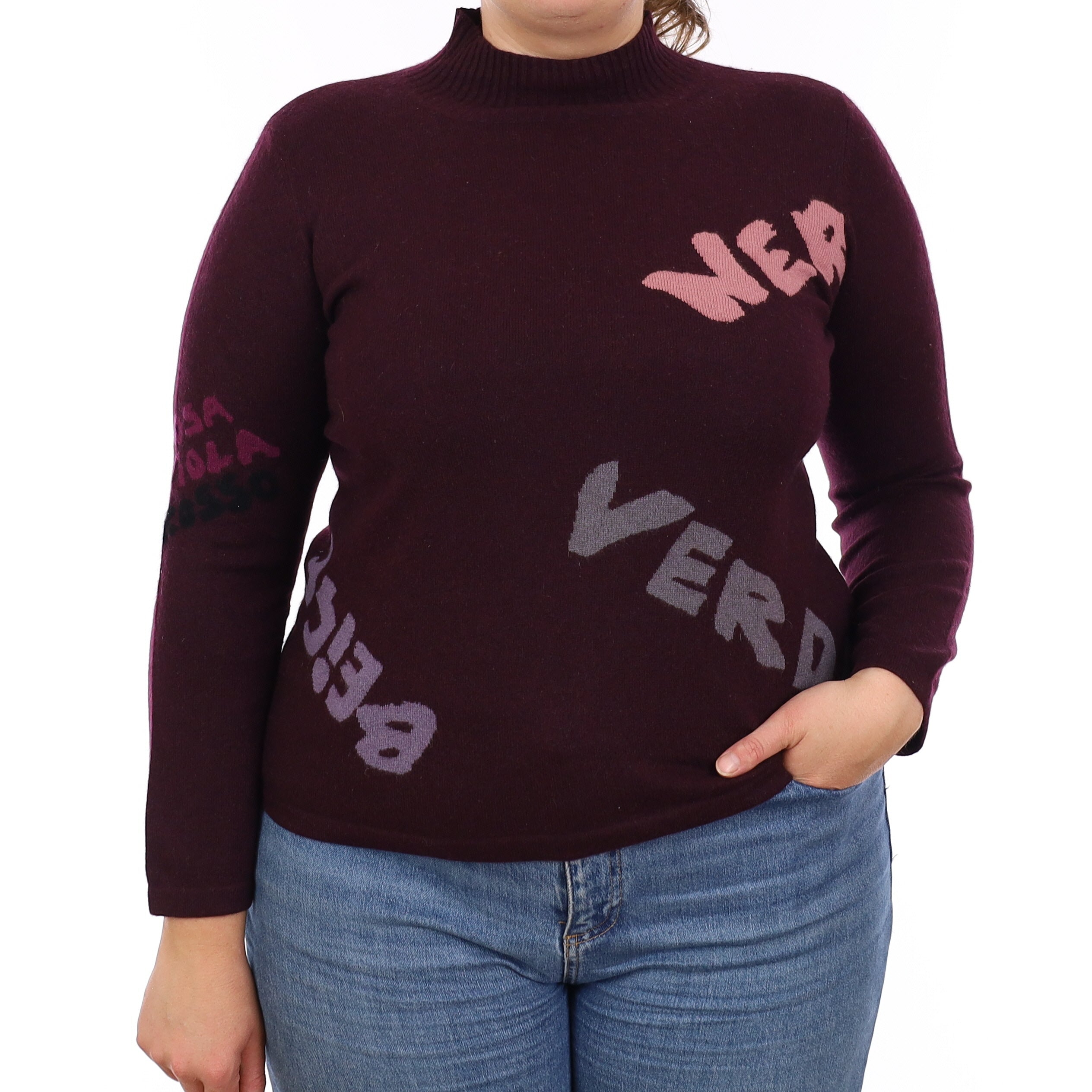 Aubergine Italian Colours Cashmere Turtleneck Jumper Large