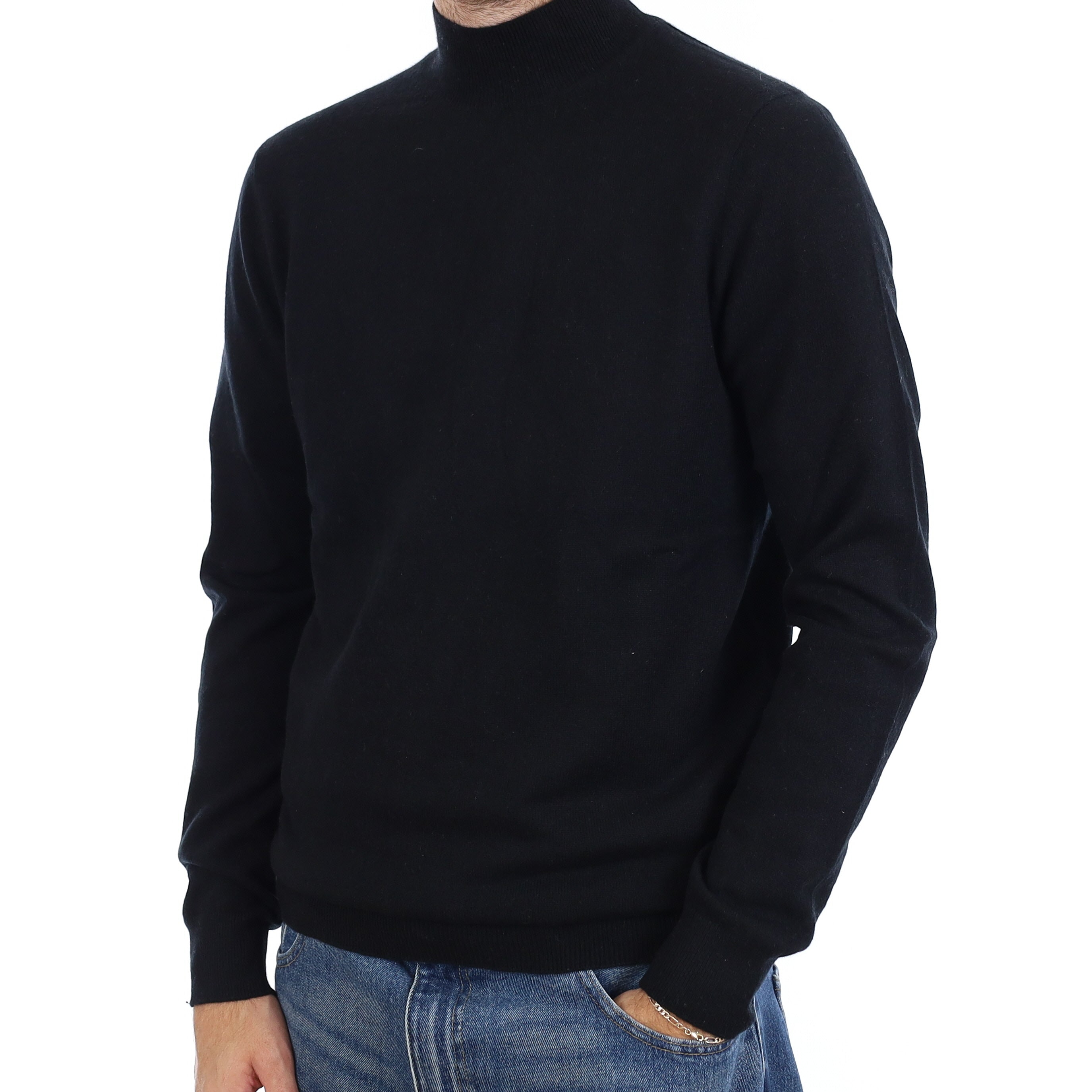 Men's Black Cashmere Turtleneck Jumper Medium