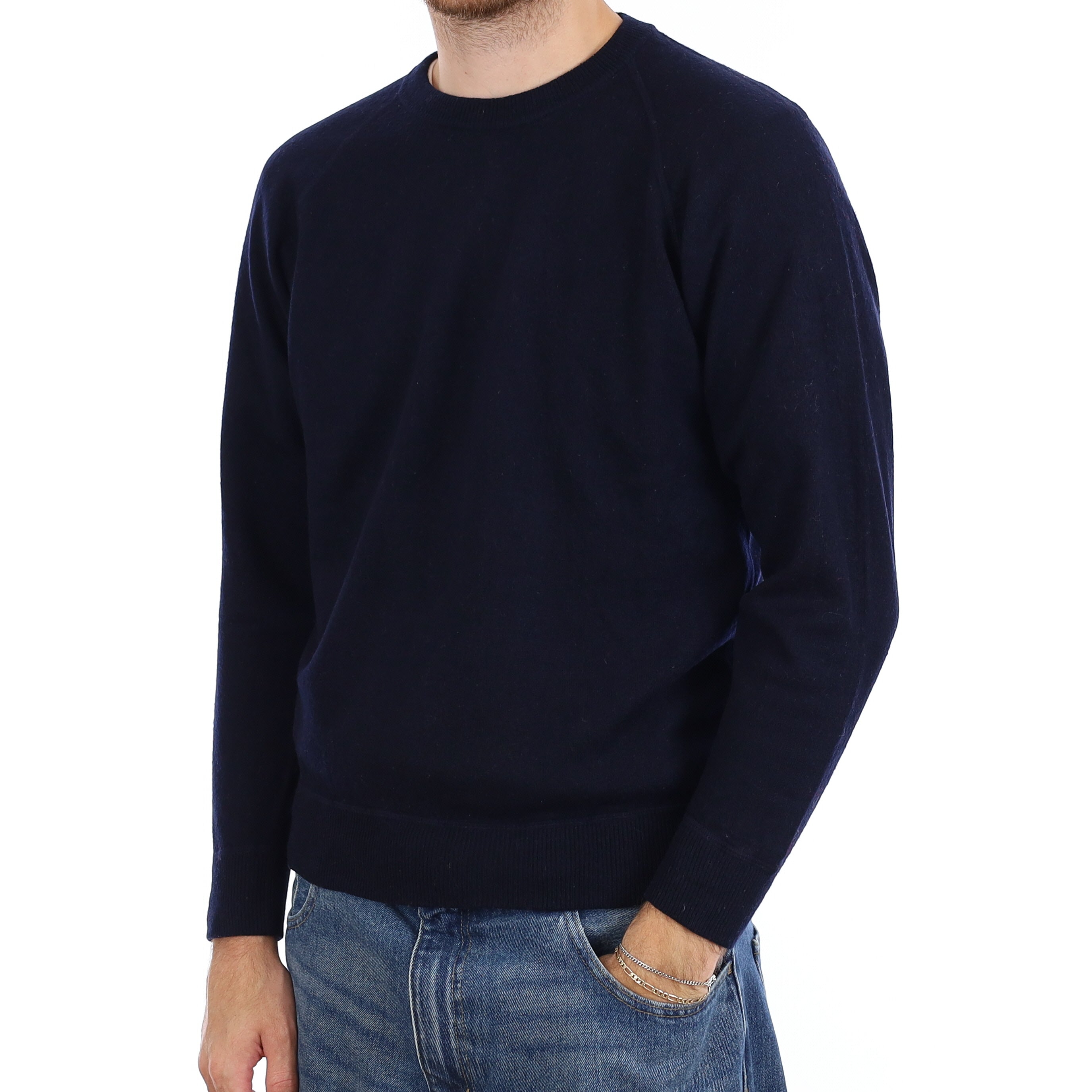 Men's Dark Navy Cashmere Crew Neck Jumper Medium