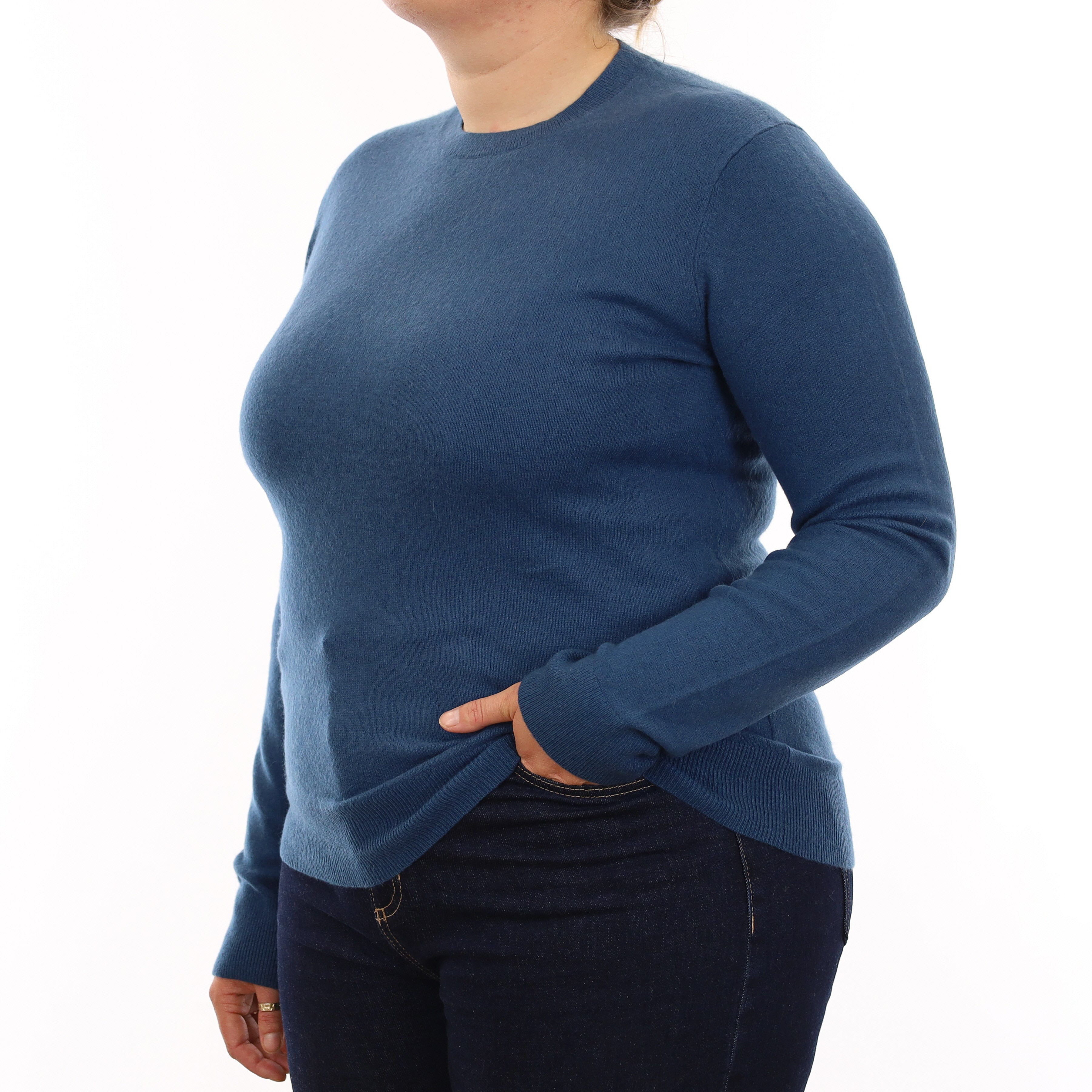 Ocean Blue Cashmere Crew Neck Jumper Large
