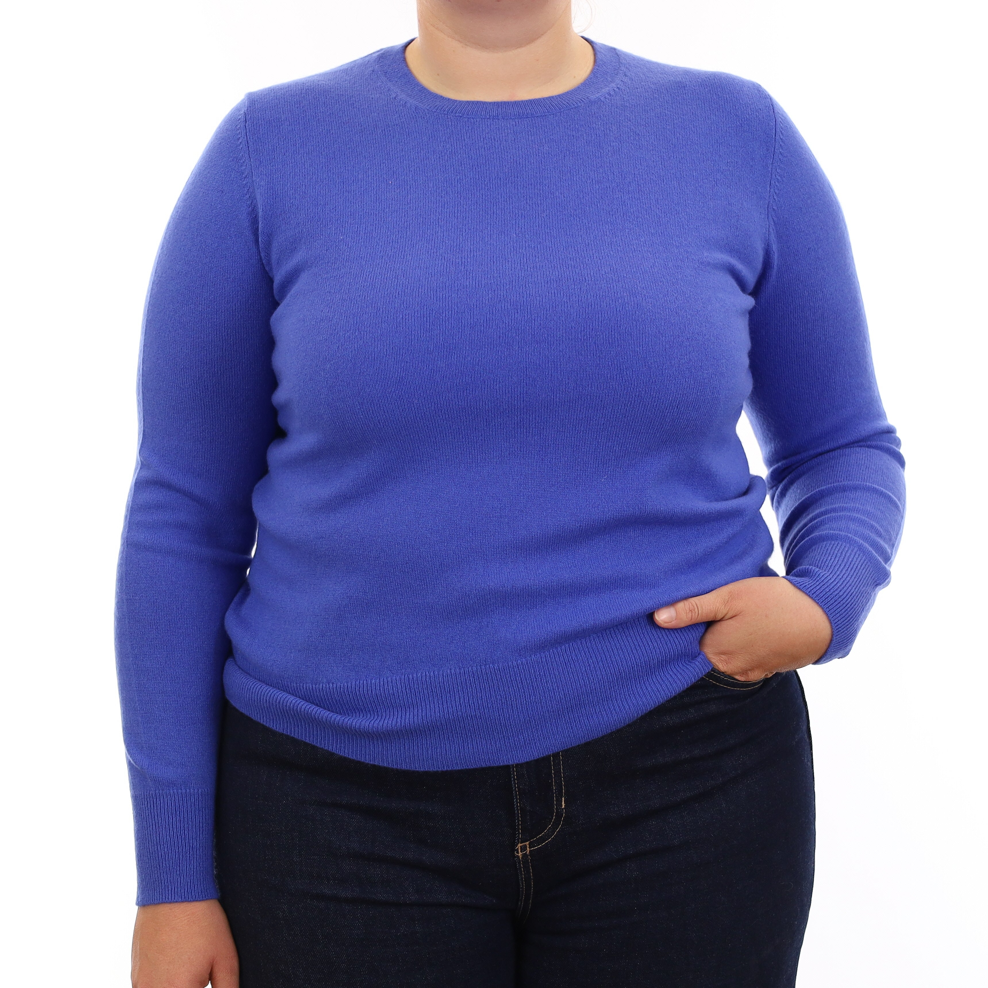 Cobalt Blue Cashmere Crew Neck Jumper Large