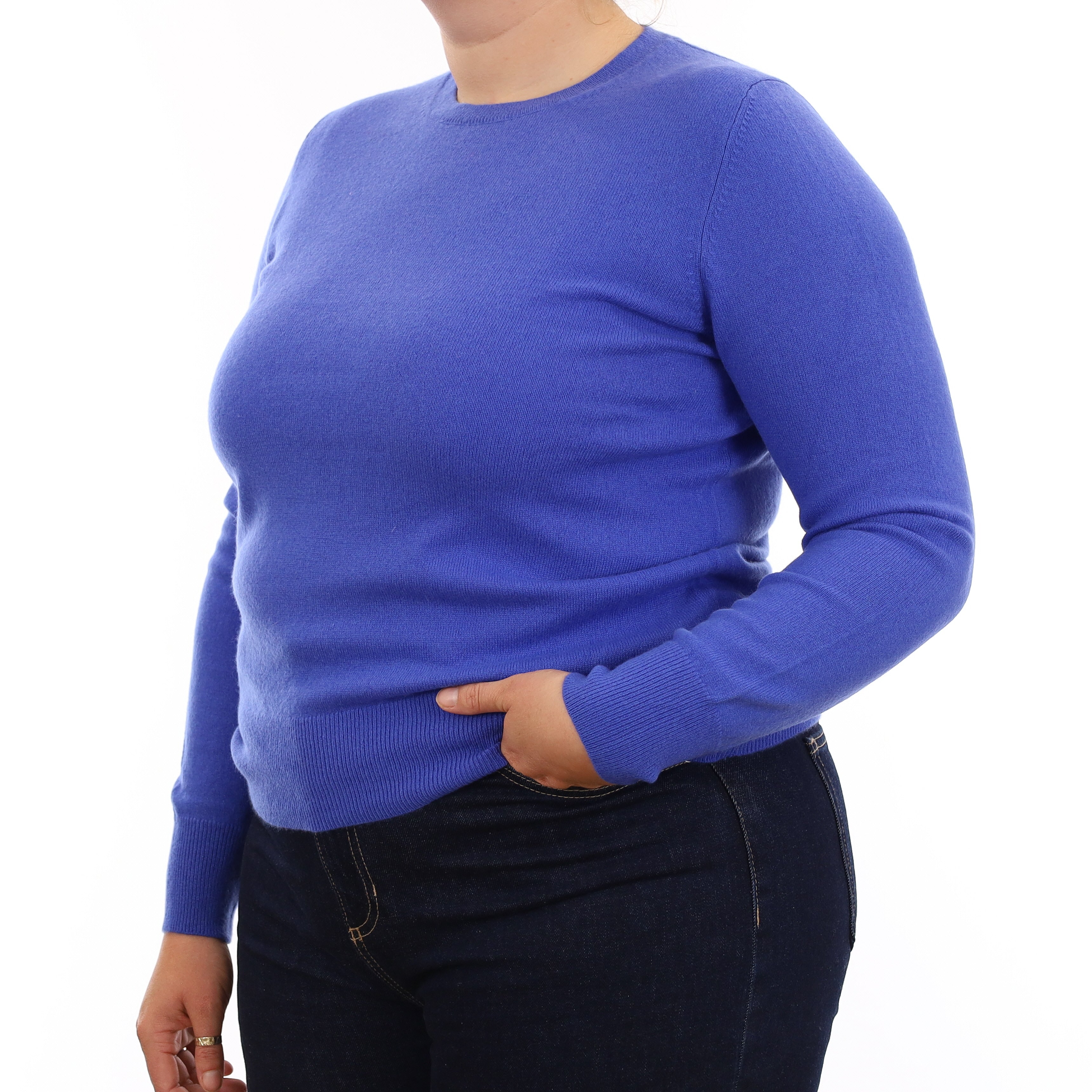 Cobalt Blue Cashmere Crew Neck Jumper Large