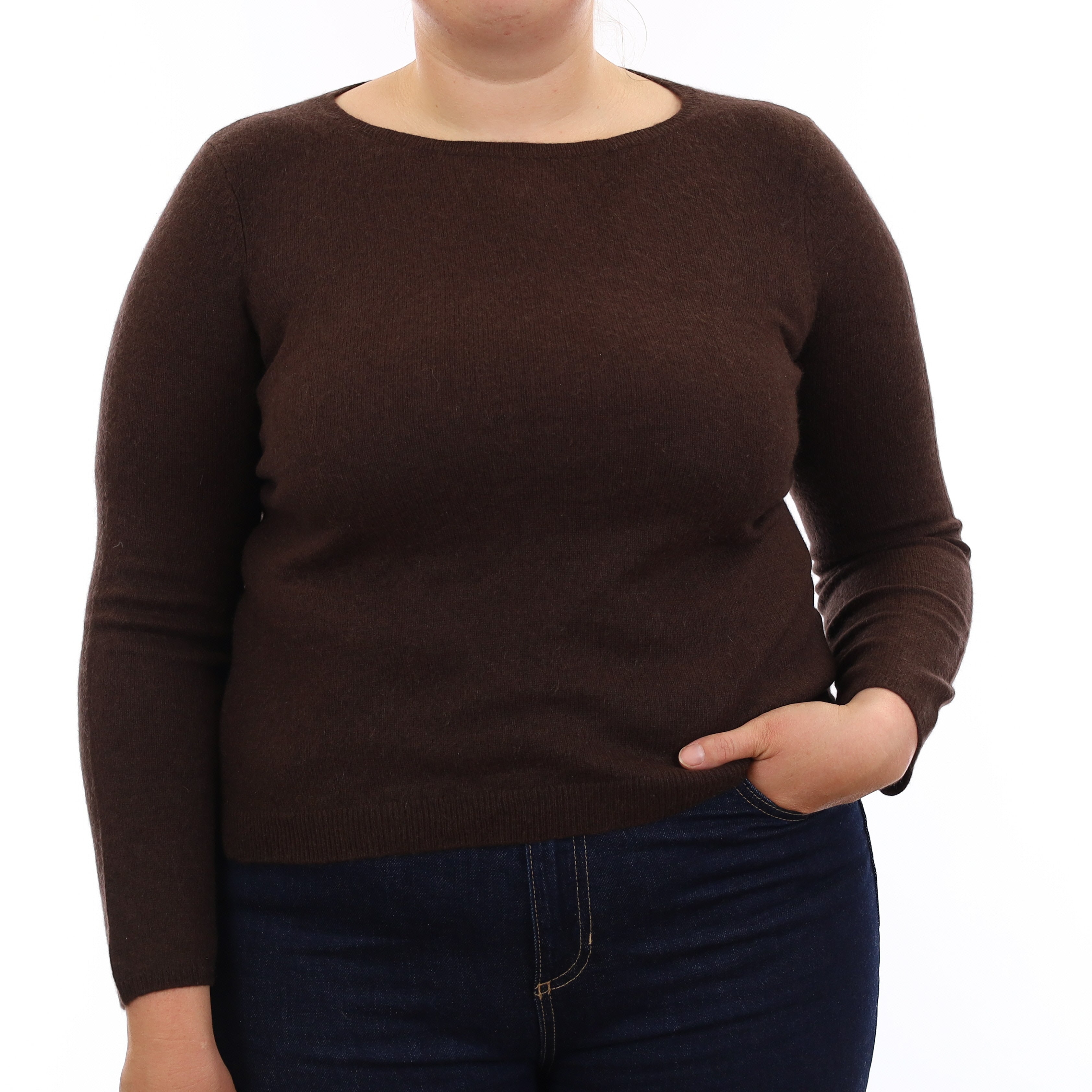 Dark Chocolate Cashmere Crew Neck Jumper Large