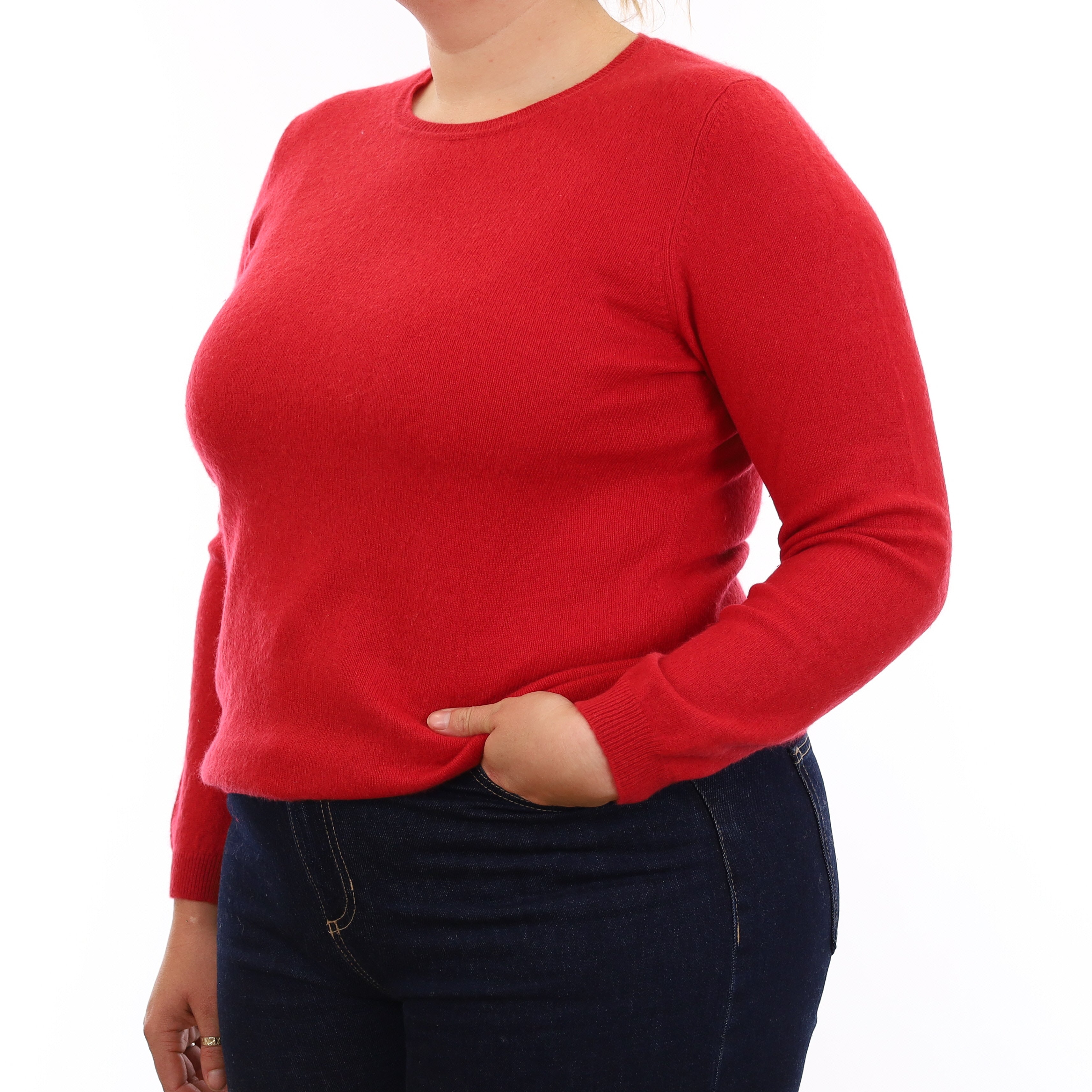 Berry Red Cashmere Crew Neck Jumper Large