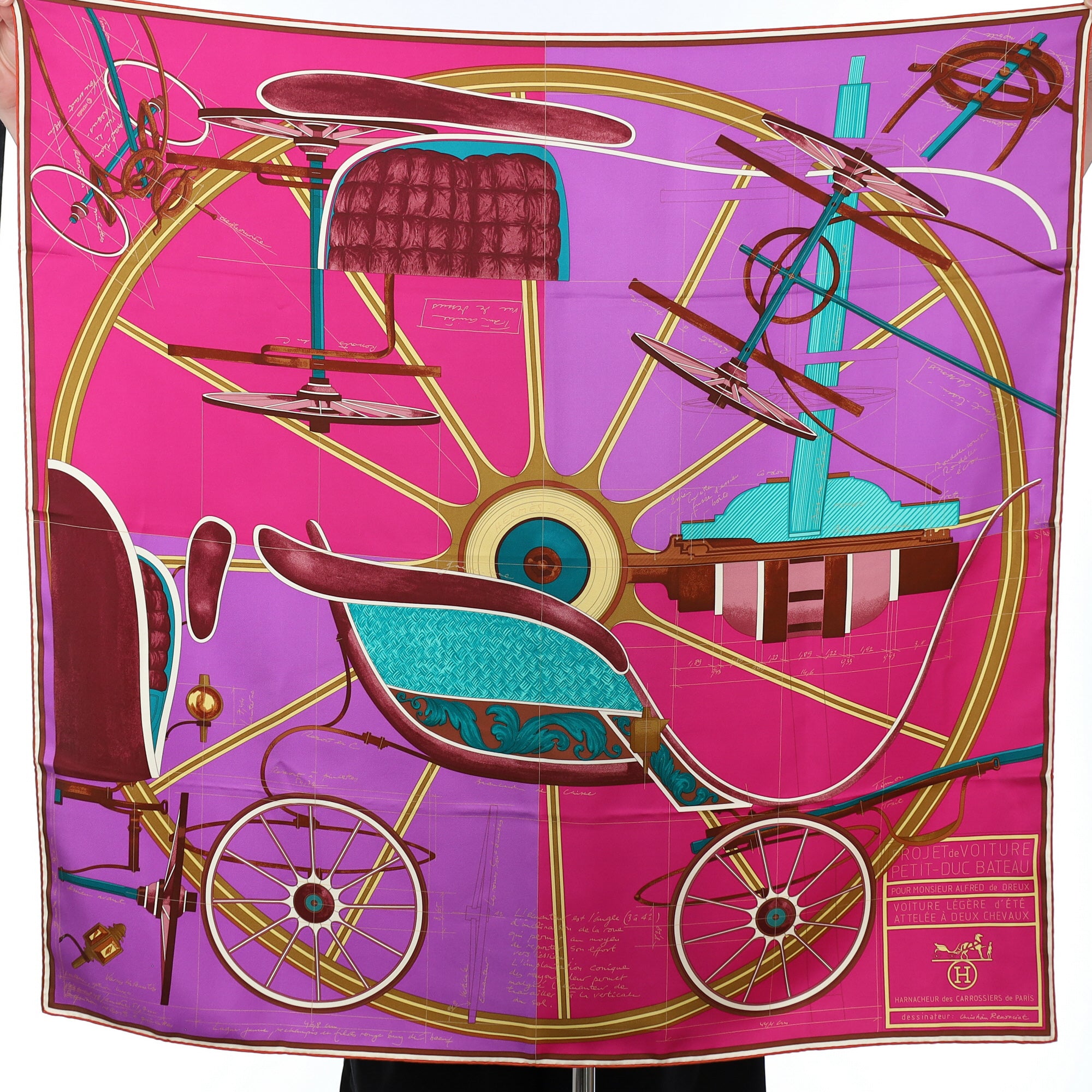 Pristine Hermès Projet de Voiture Silk Scarf