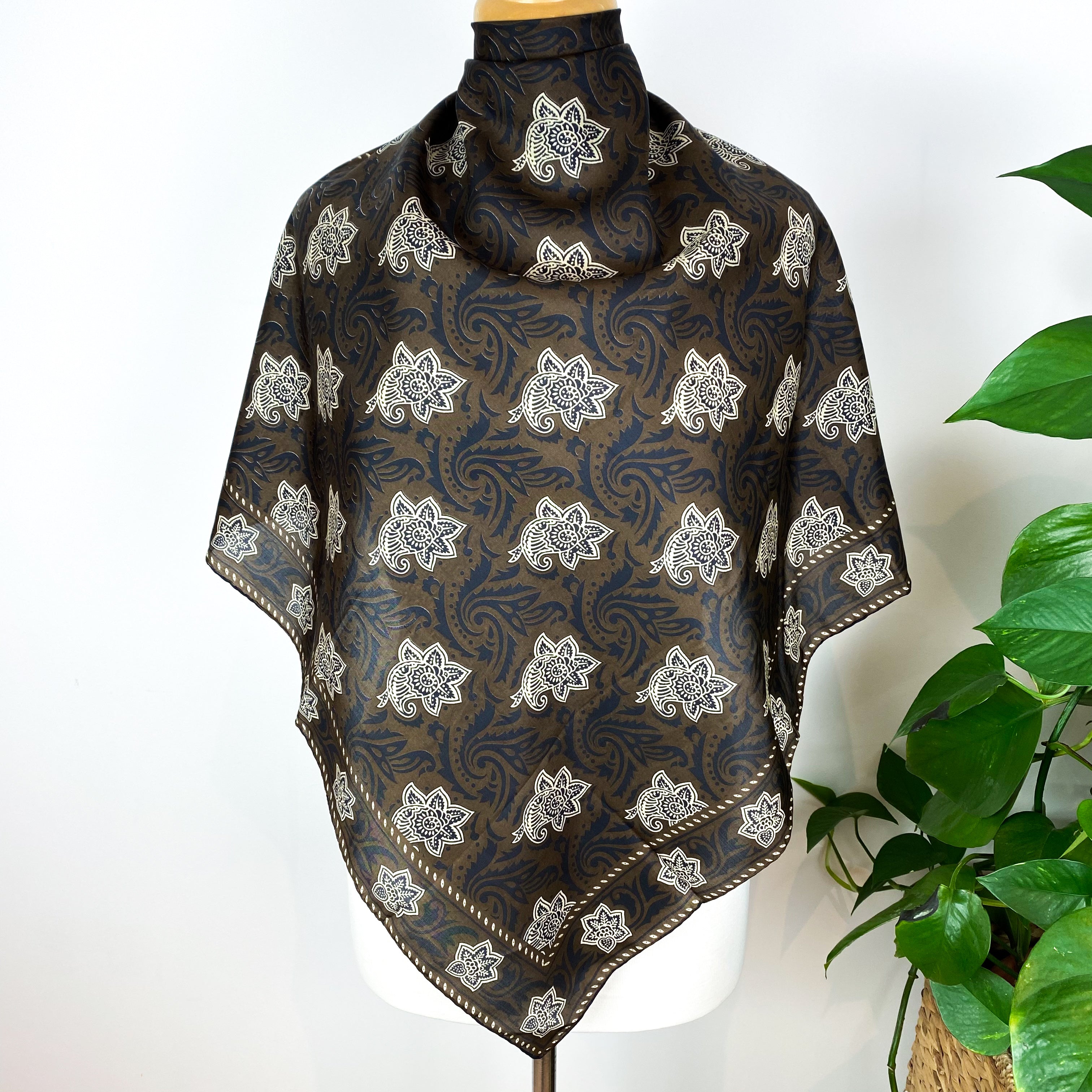 Dark Brown Jaeger Silk Scarf