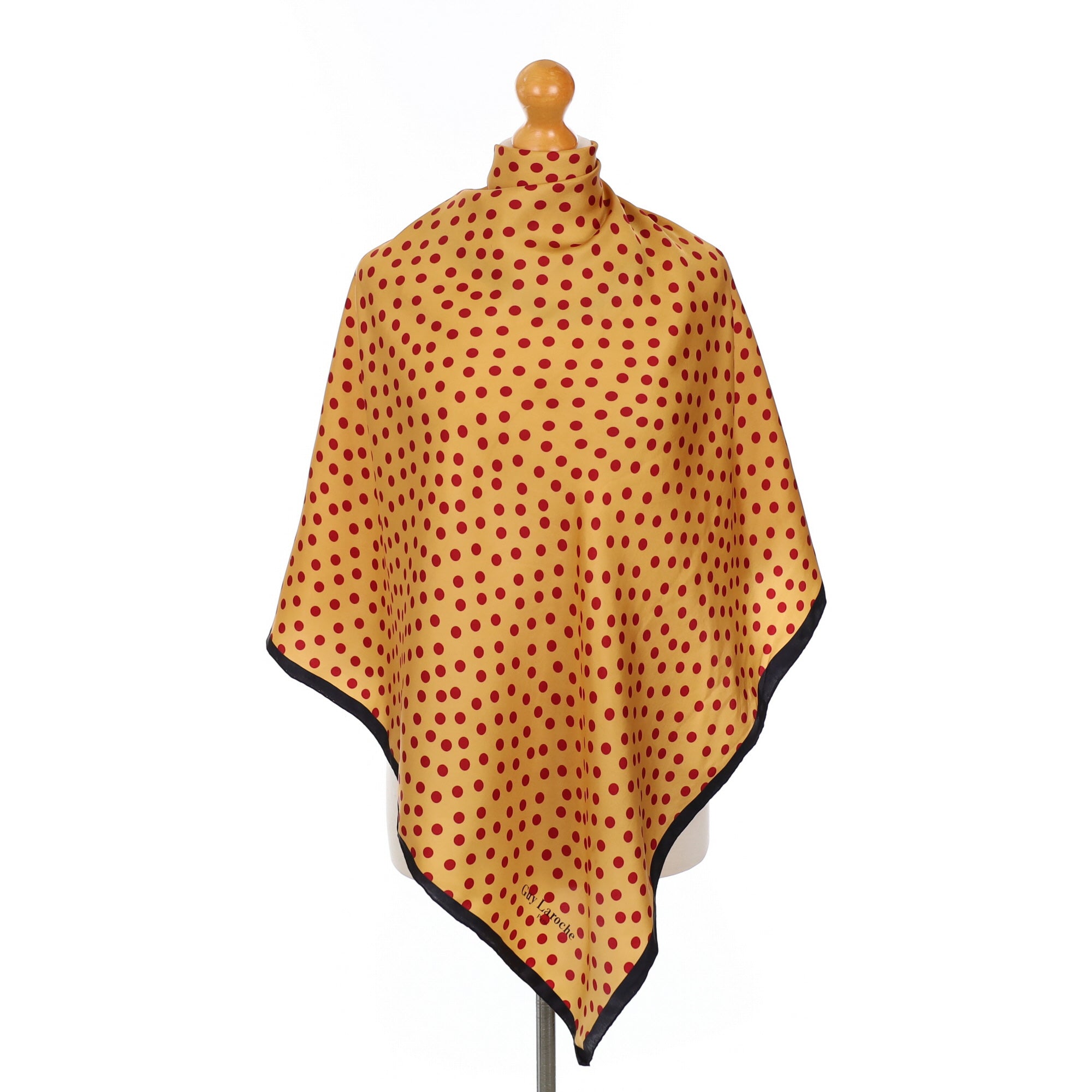 Guy Laroche Red Spotted Silk Scarf