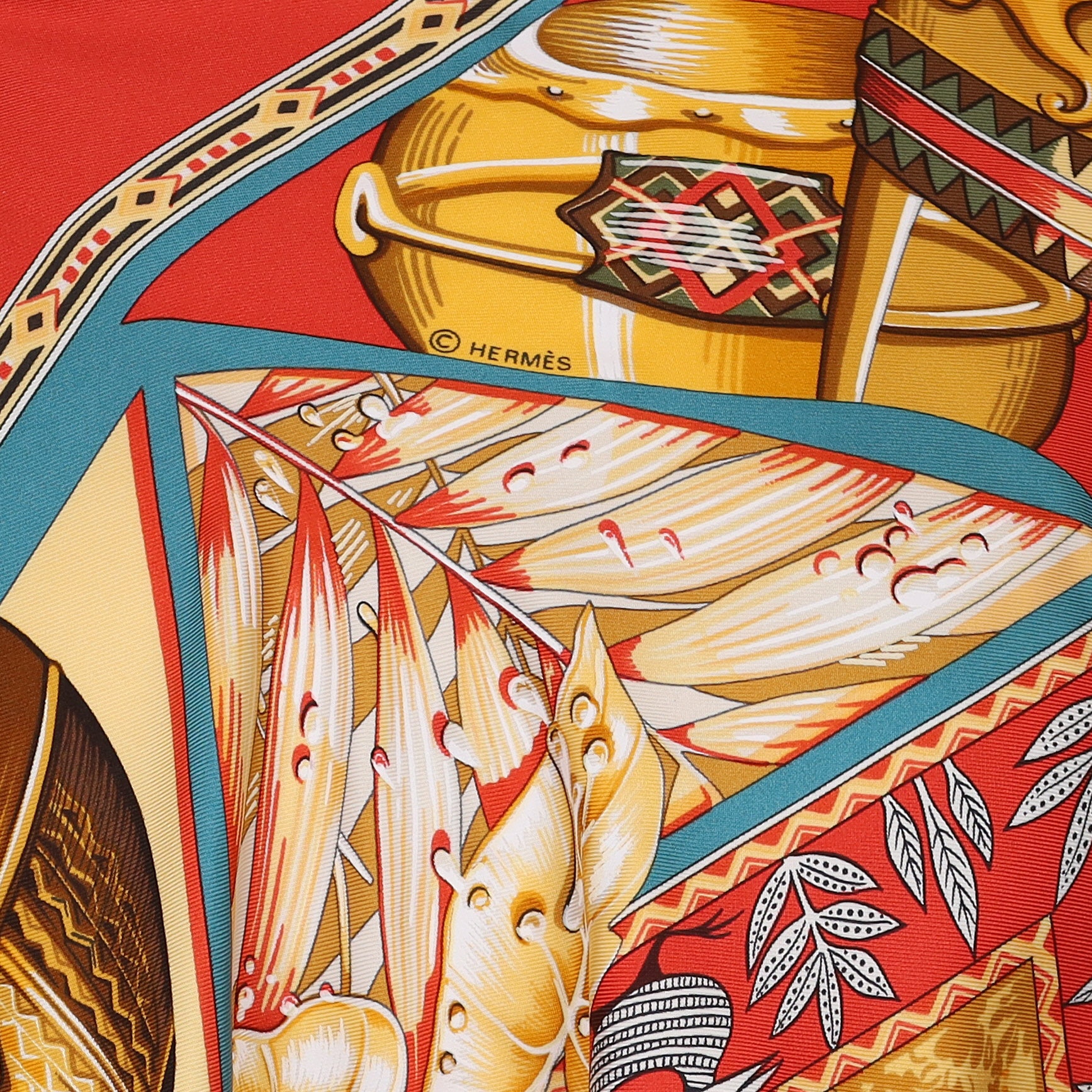 Boxed Hermès Au Son du Tan-Tan Silk Scarf