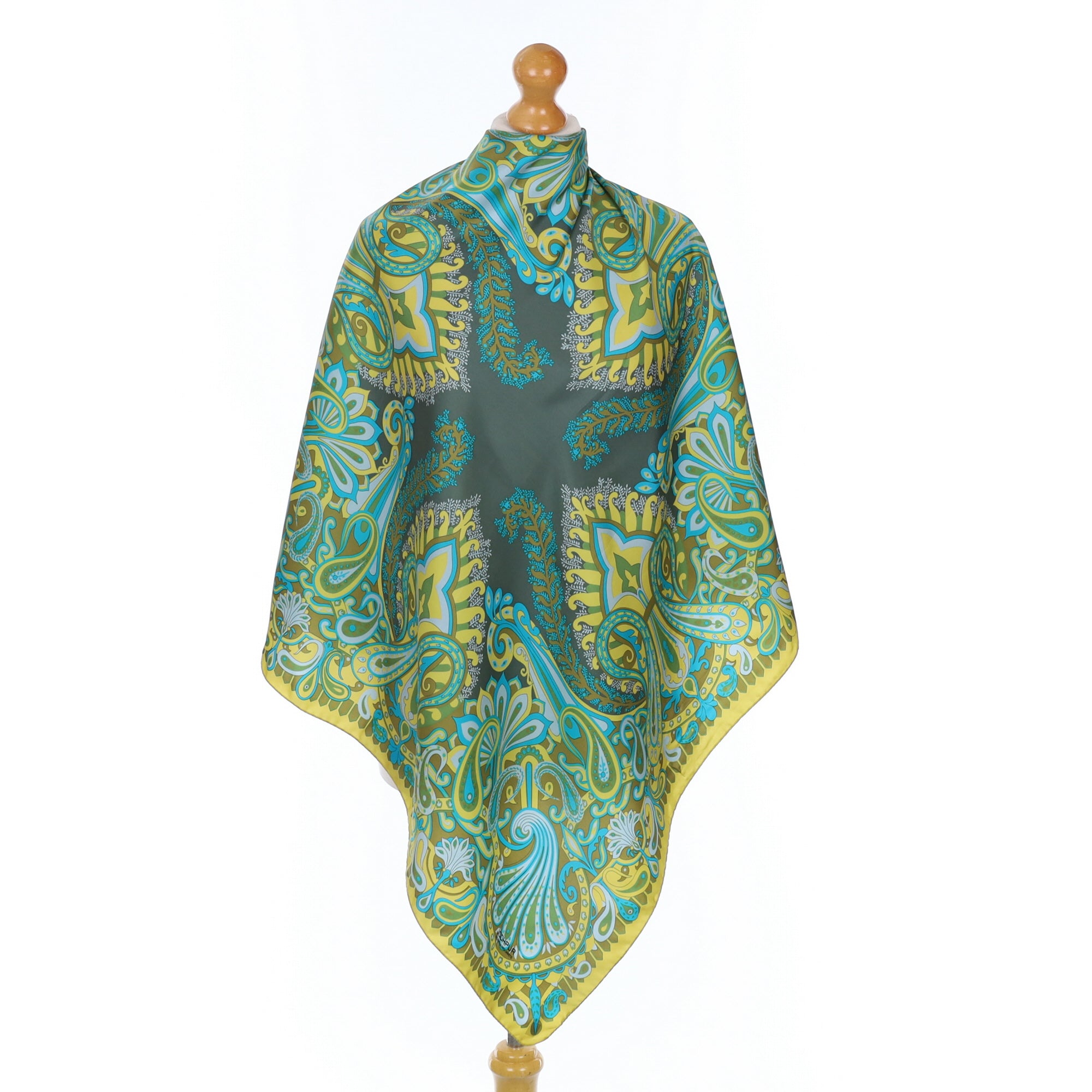 Jodhpur Paisley Silk Mustard and Teal Scarf