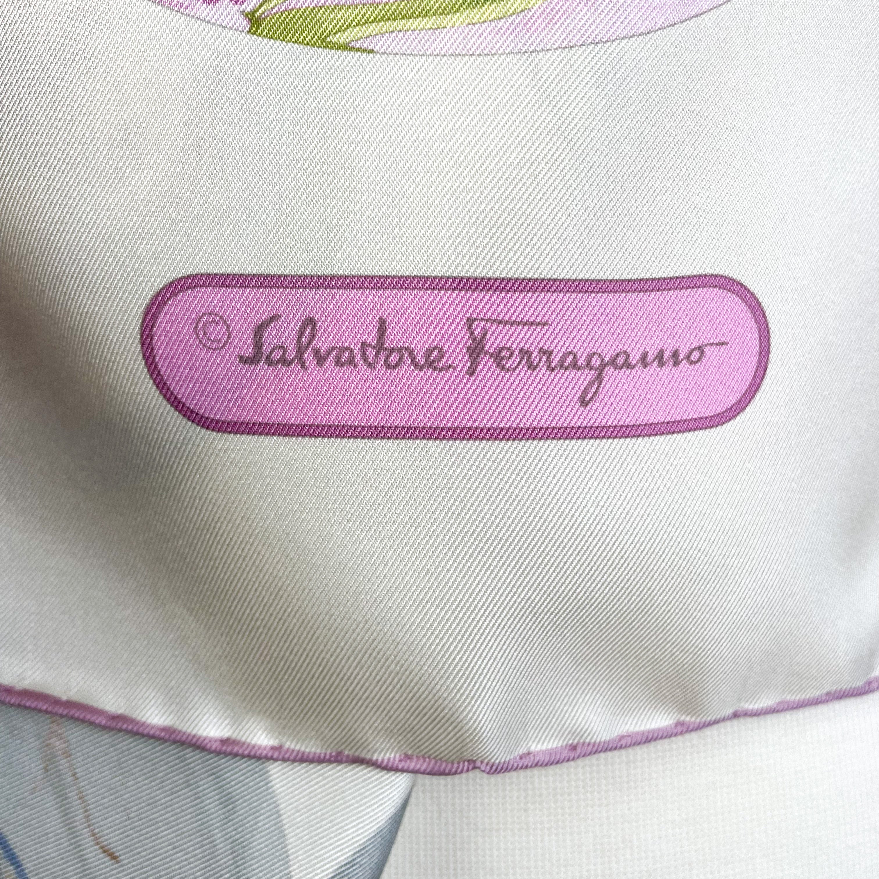 Brand New Boxed Salvatore Ferragamo Floral Designer Silk Scarf