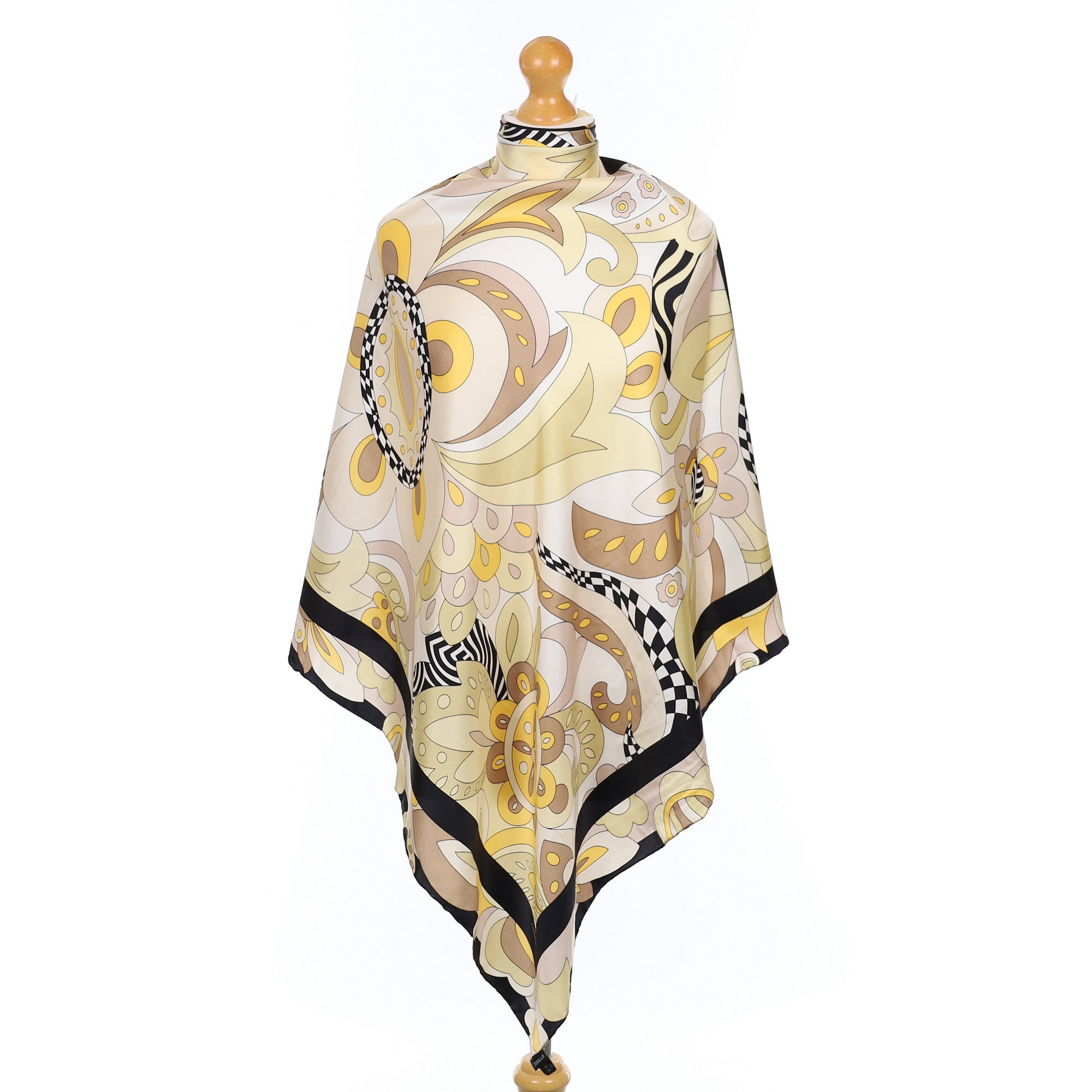 Codello Brown Foliate Silk Scarf