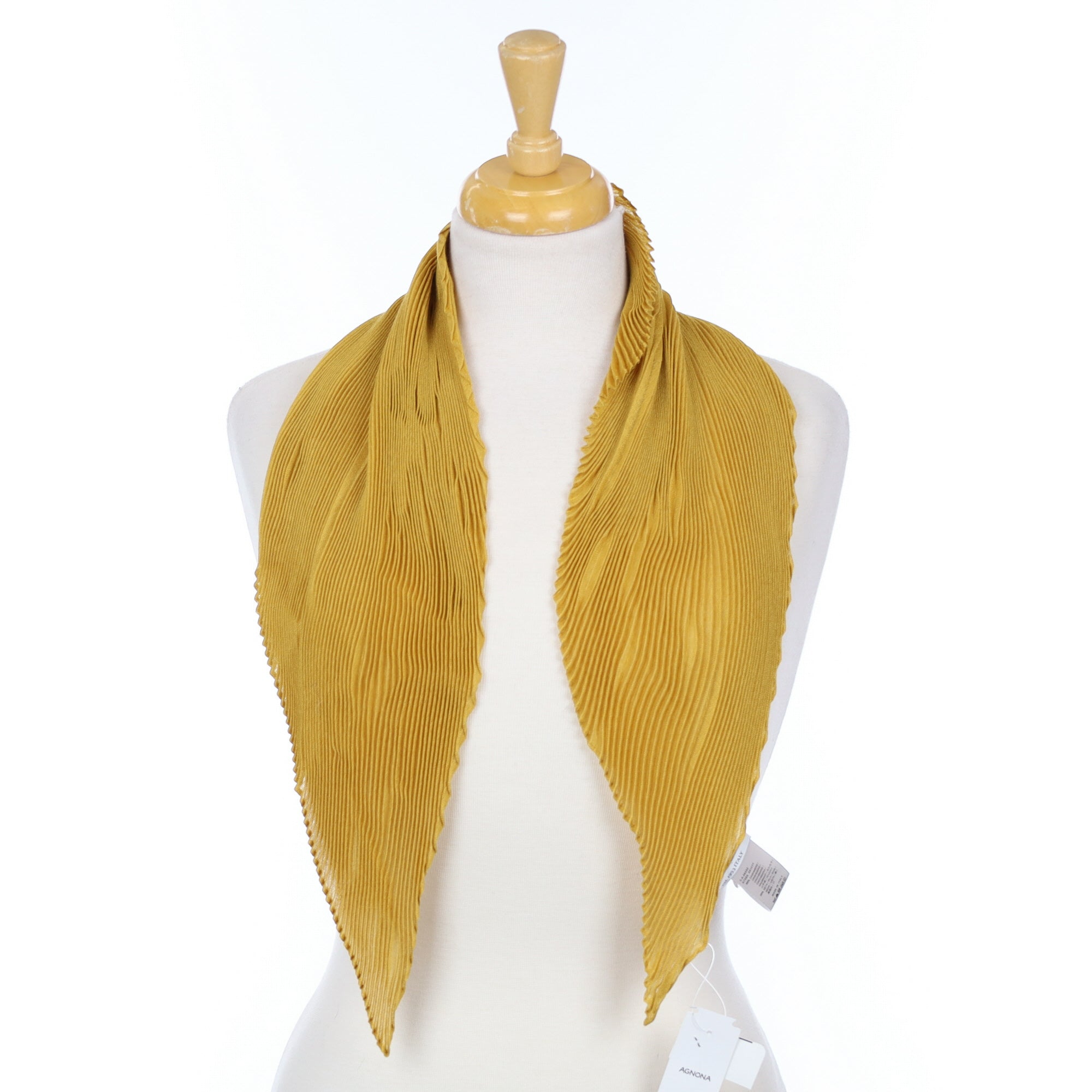 Brand New Agnona Pleated Yellow Cashmere Silk Scarf