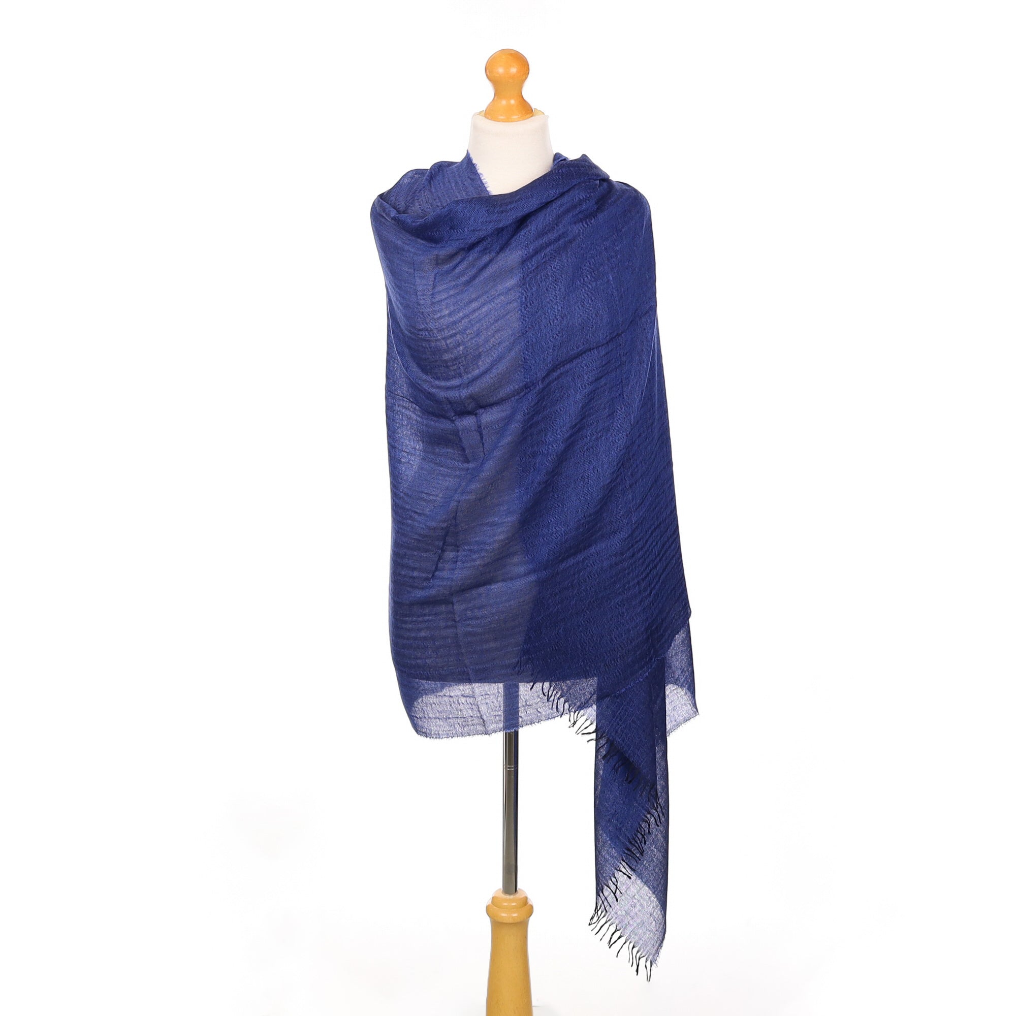 Scottish Cobalt Blue and Black Extra Fine Woven Cashmere & Silk Wrap