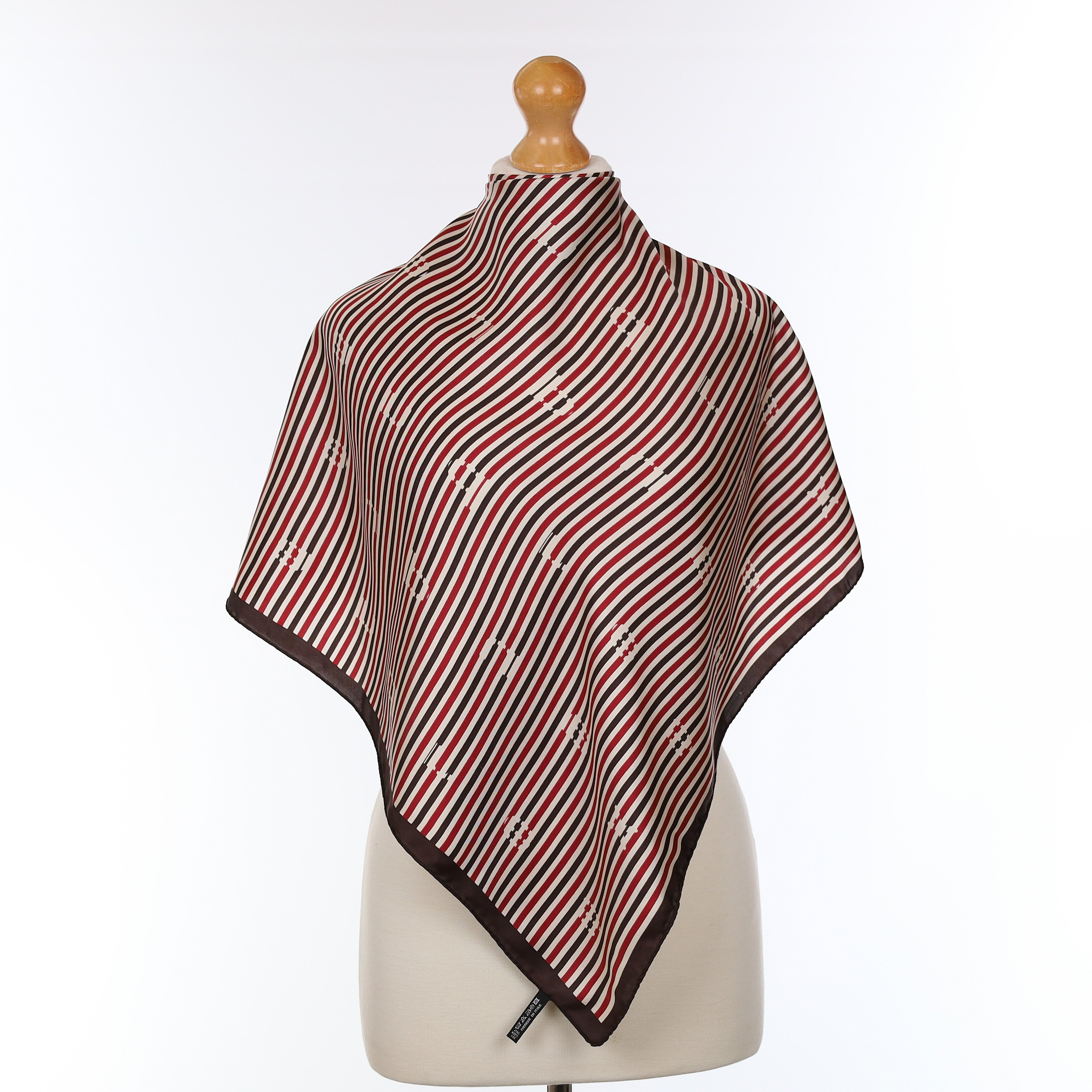 Brown And Red Striped Silk Scarf
