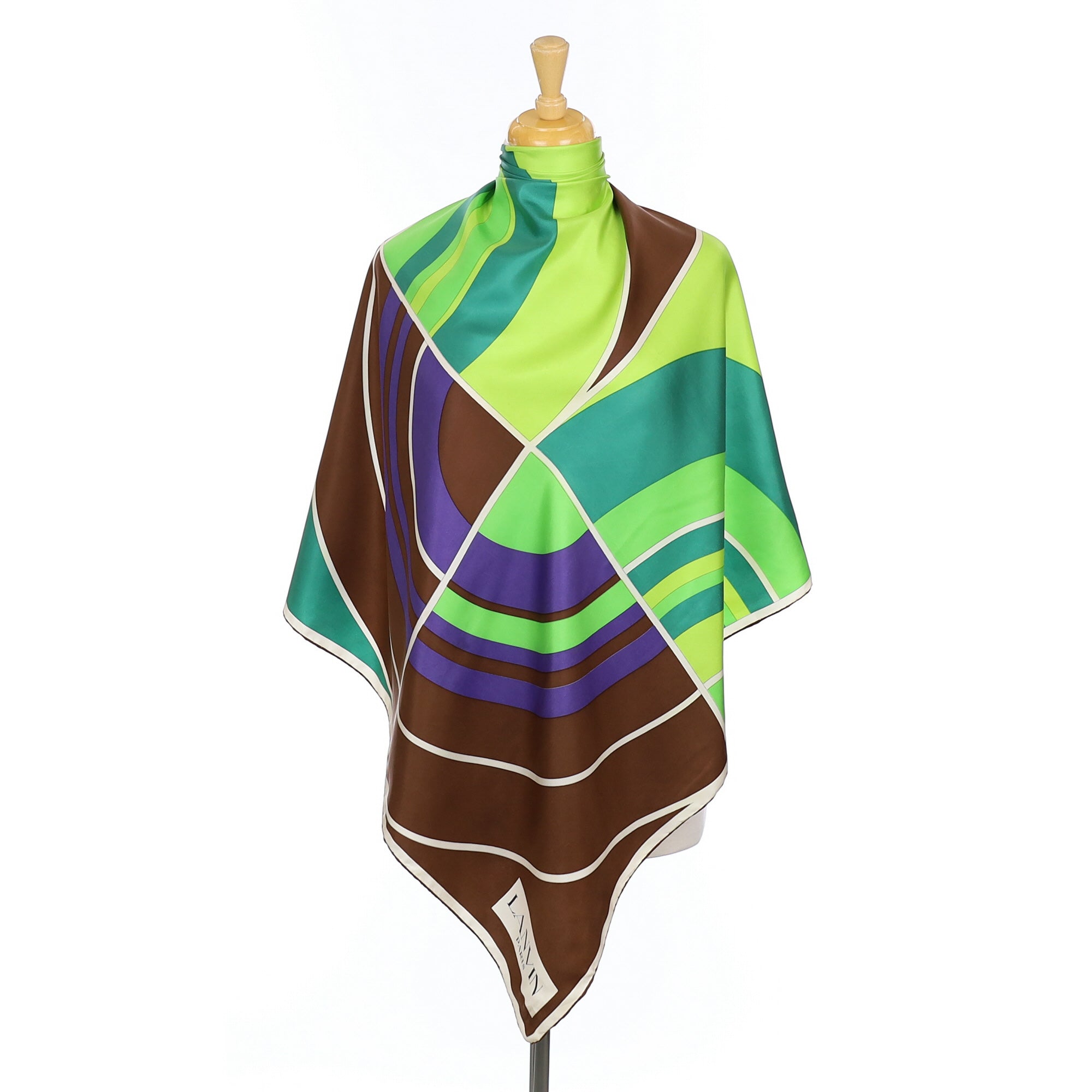 Lanvin Abstract Striped Vintage Silk Scarf
