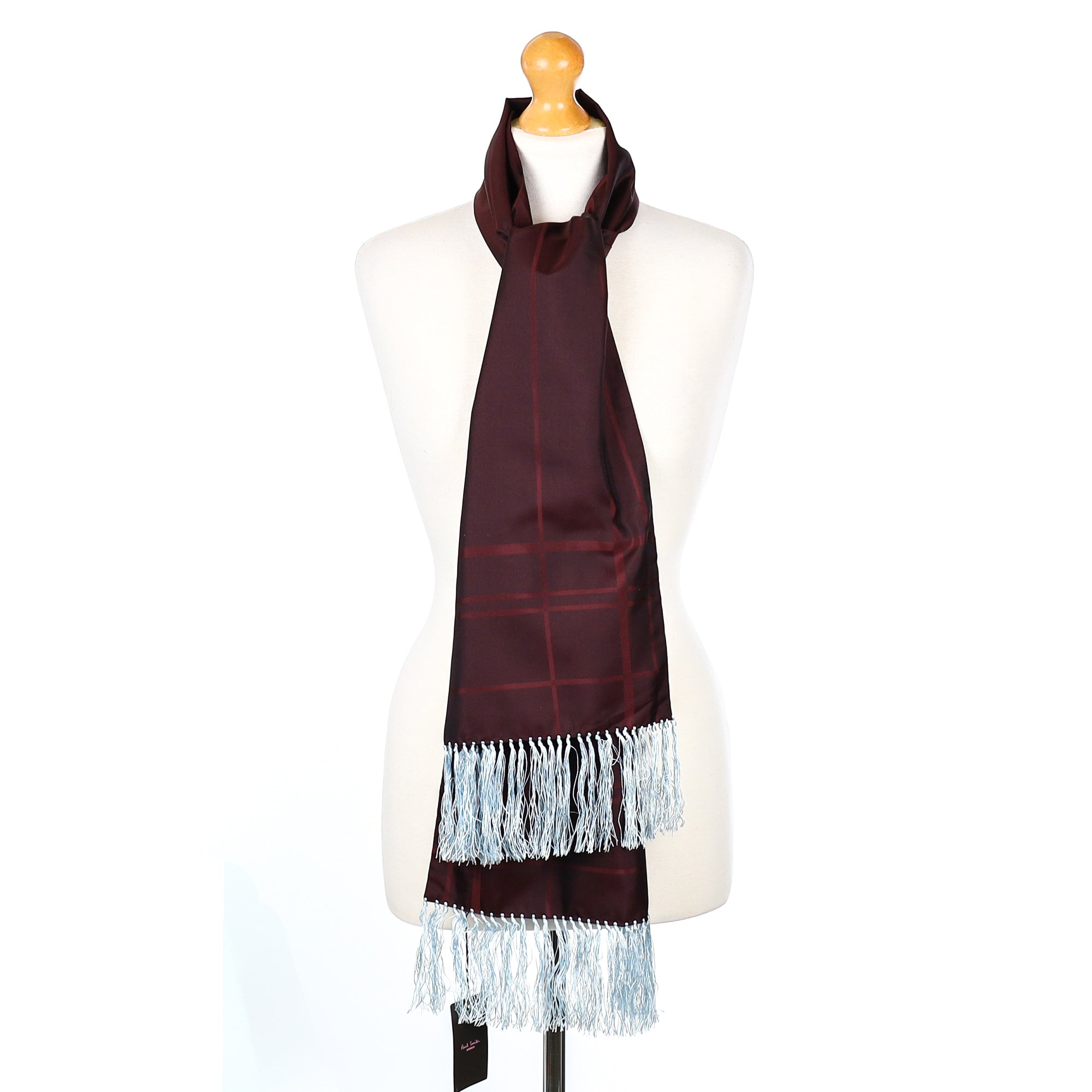 Brand New Paul Smith Long Brown Tassled Silk Scarf